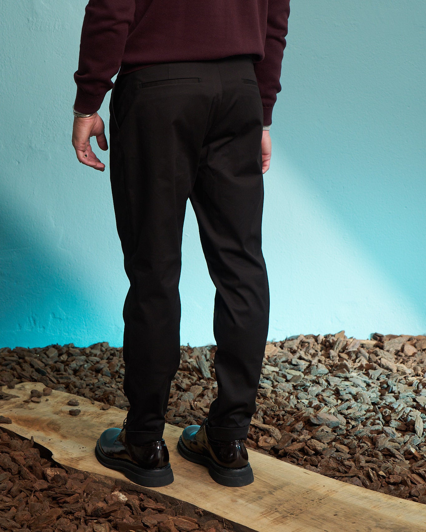 Black Slim Tapered Tailored Trousers
