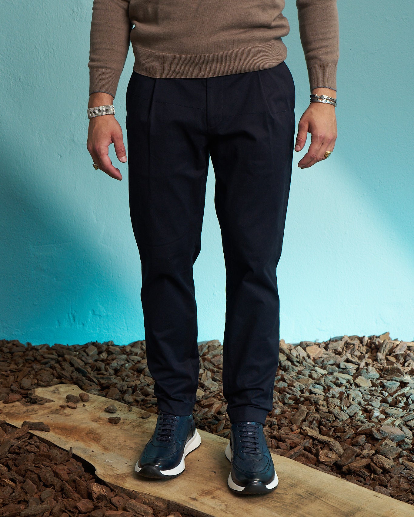 Navy Performance Slim Tapered Trousers