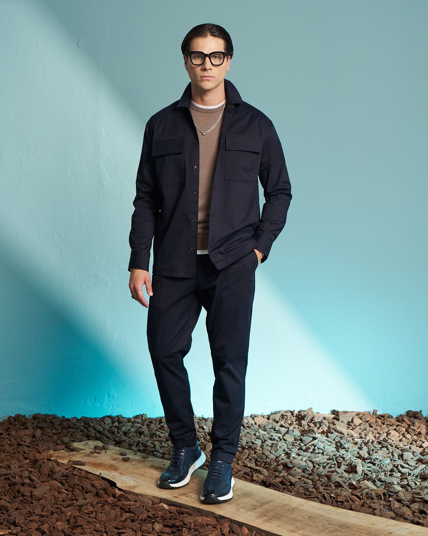 Navy Performance Slim Tapered Trousers