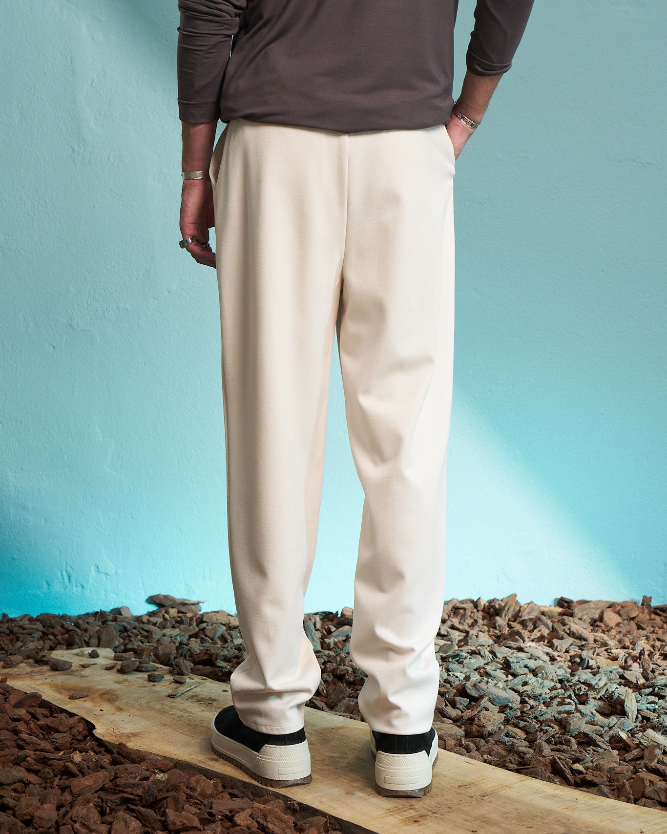 Vanilla Double Pleated Relaxed Trousers