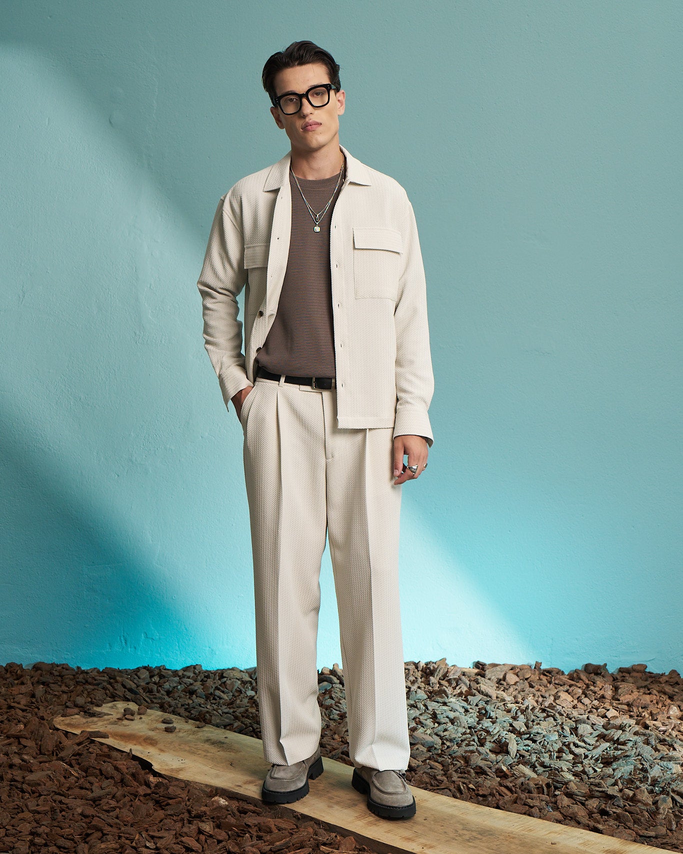 Offwhite Textured Utility Overshirt