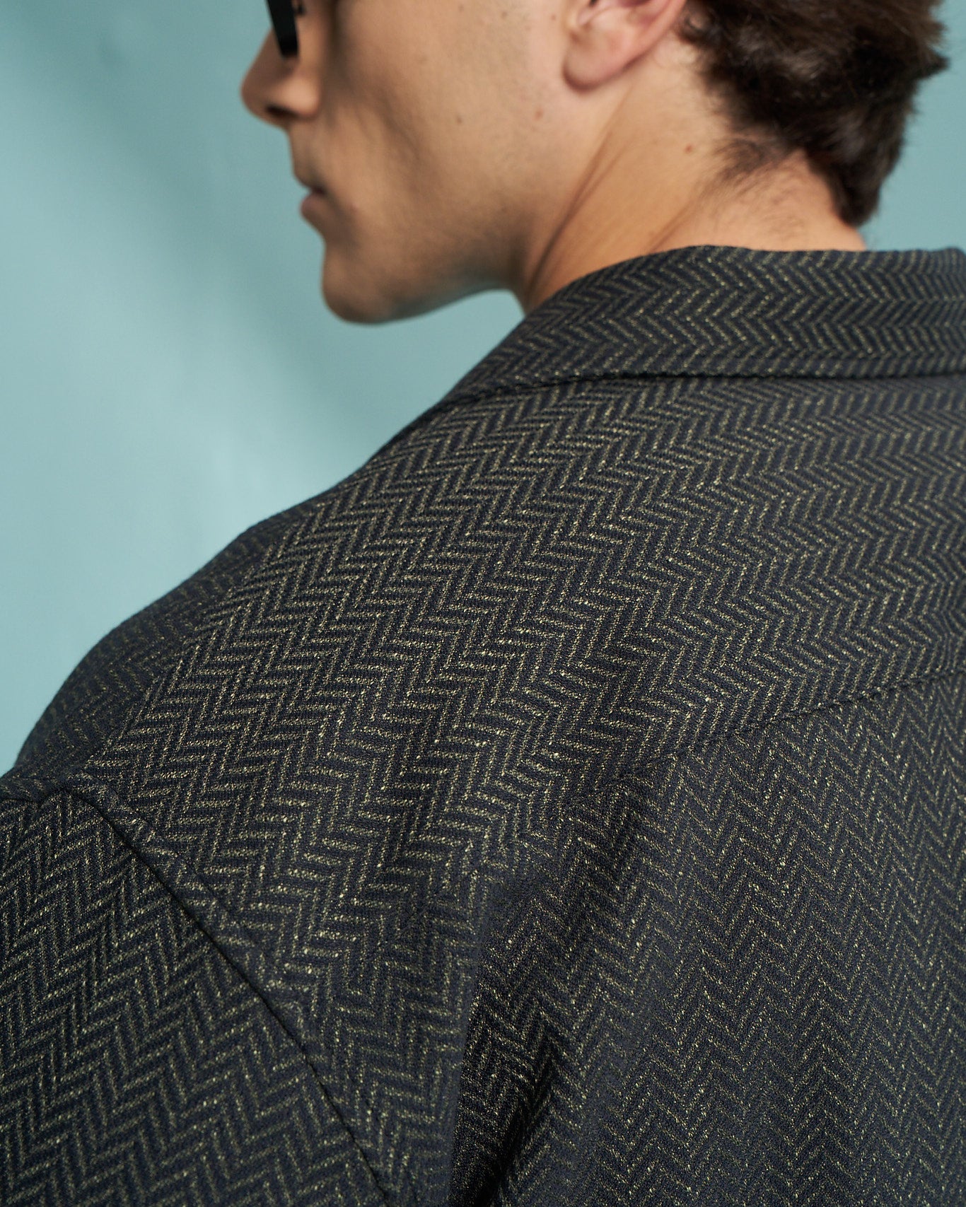 Olive Herringbone Utility Overshirt