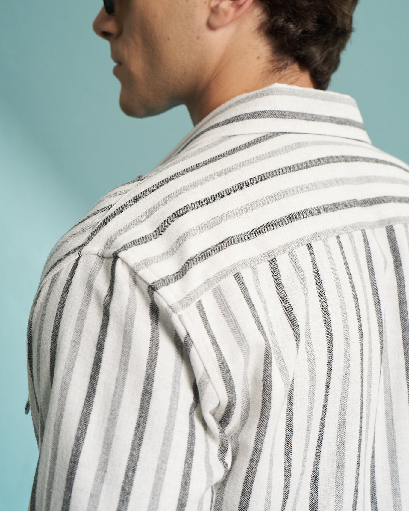 Grey Striped Utility Overshirt