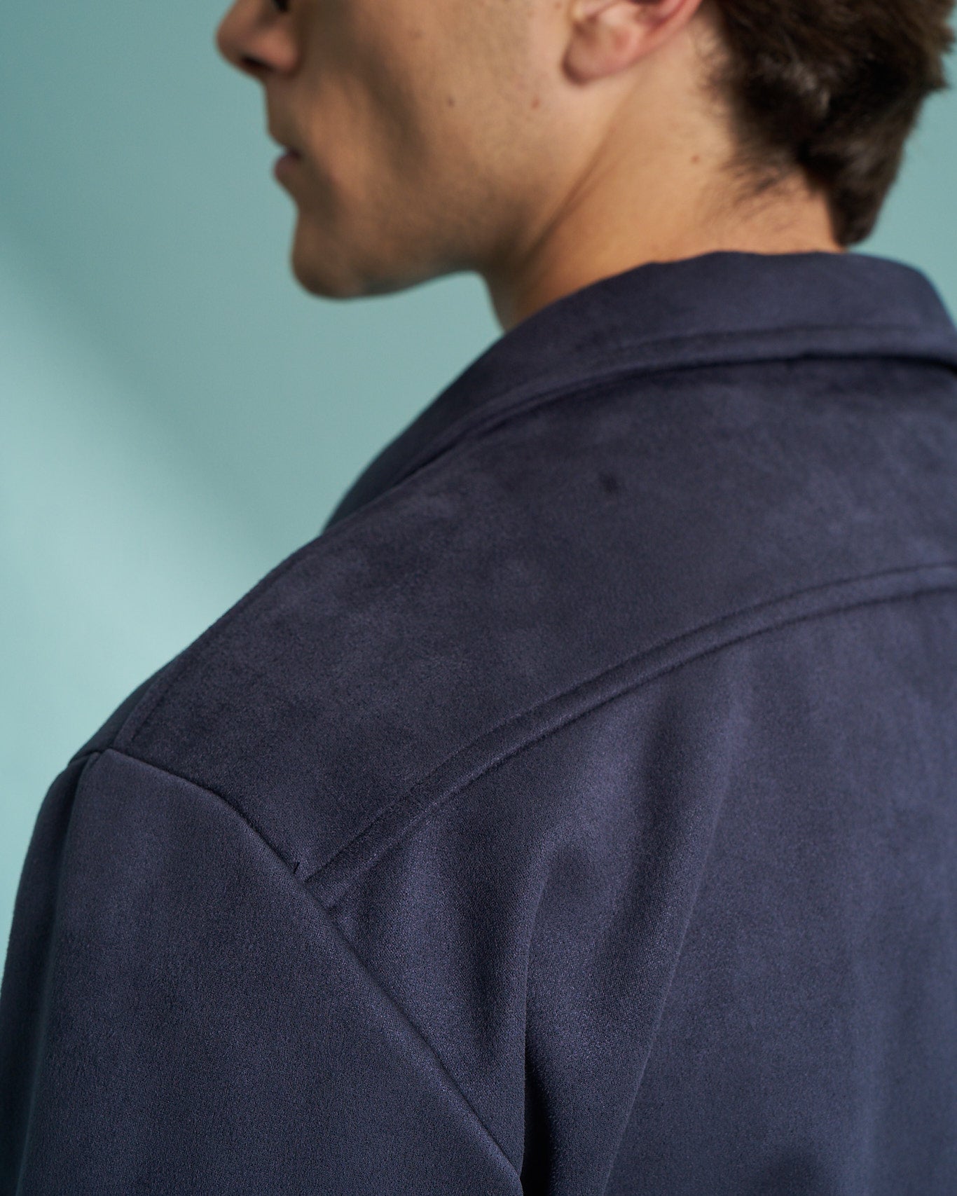 Blue Suede Zip Overshirt