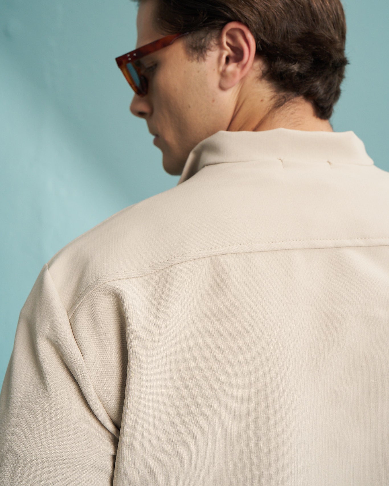 Cream Minimal Zip Jacket