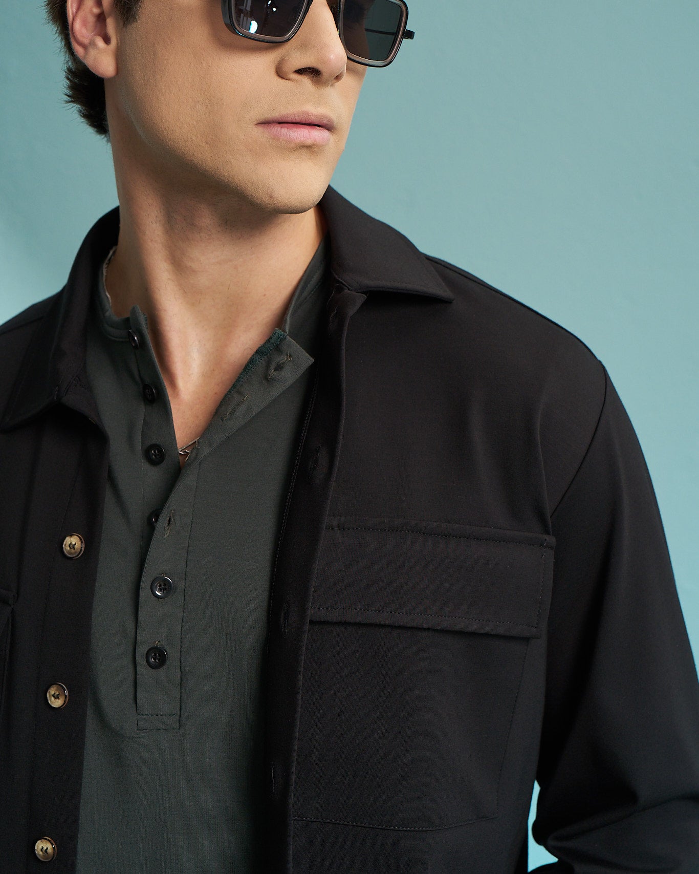 Black Utility Overshirt