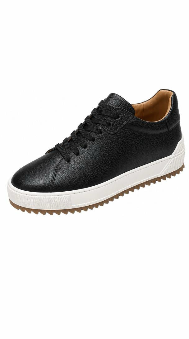 Leather Court Sneaker - Black