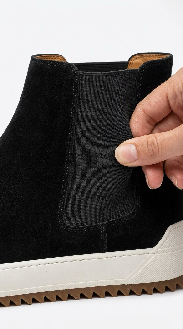Suede Chelsea Sneaker Boot - Black