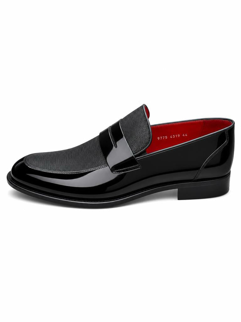Patent Leather Penny Loafer - Black Mesh