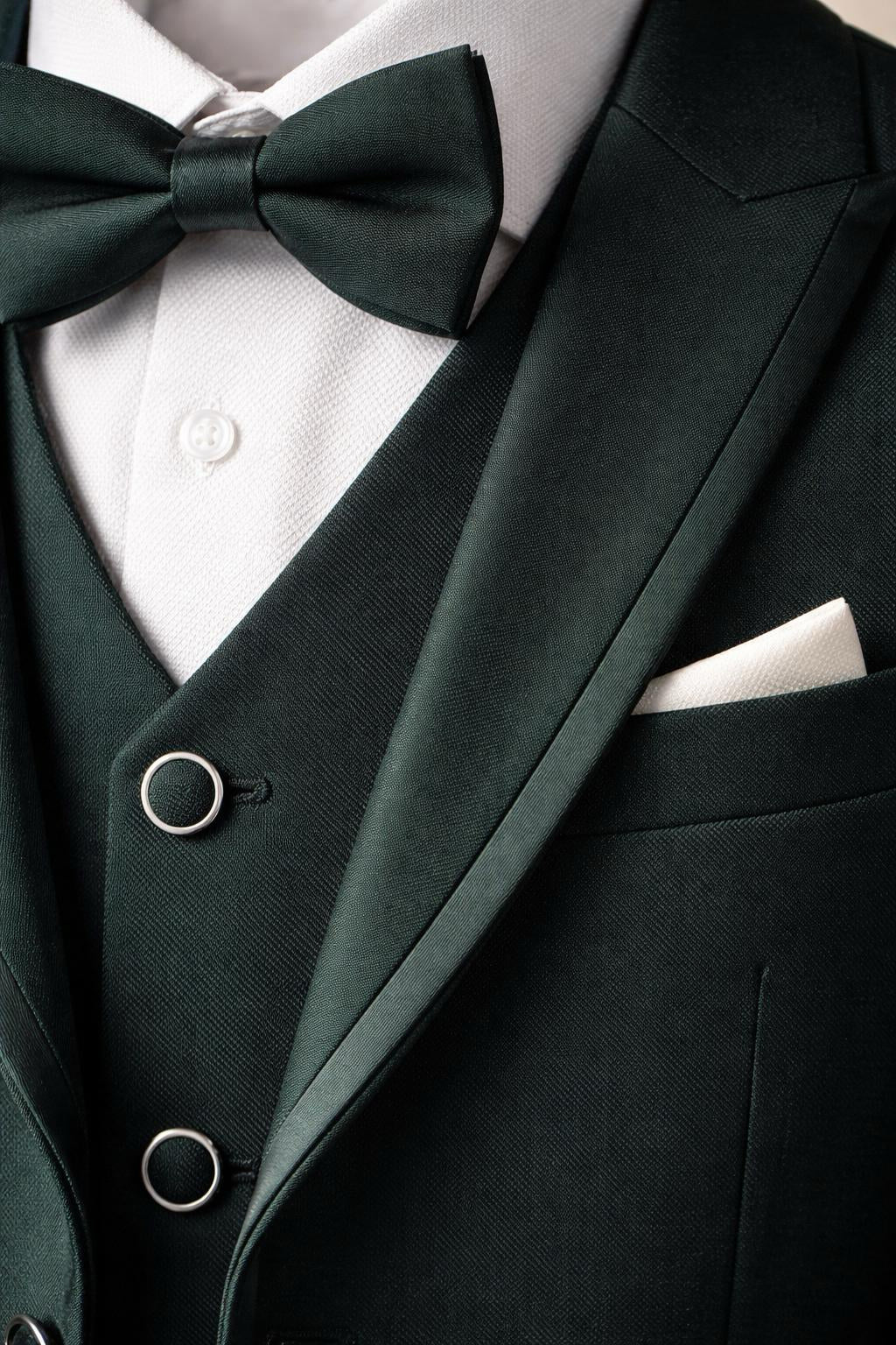 Boys’ 5-Piece Formal Suit – Dark Green (Ages 1–10)