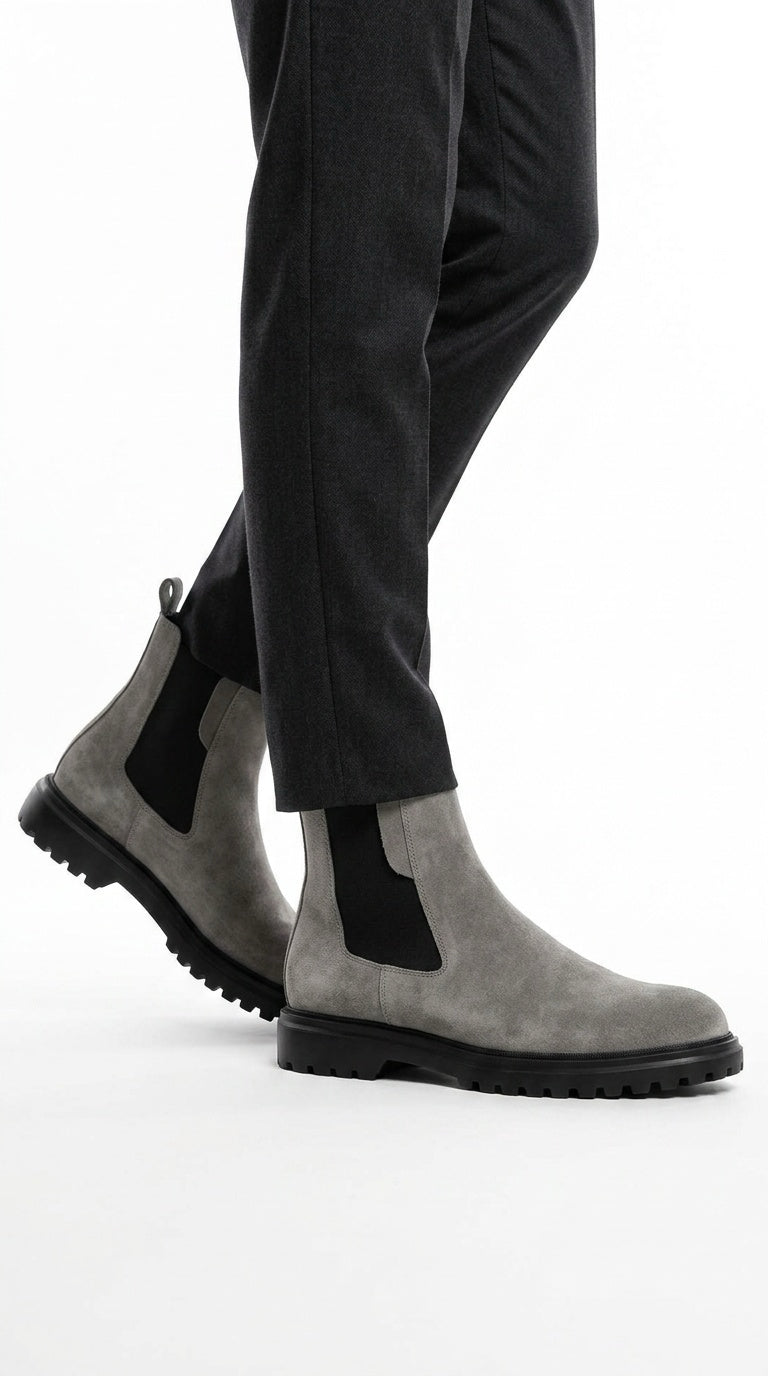 Suede Chelsea Boot - Light Grey