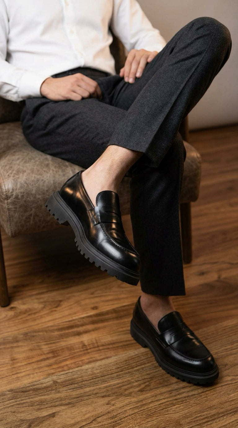 Leather Penny Loafer - Black