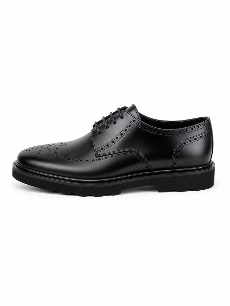 Leather Wingtip Derby Shoe - Black