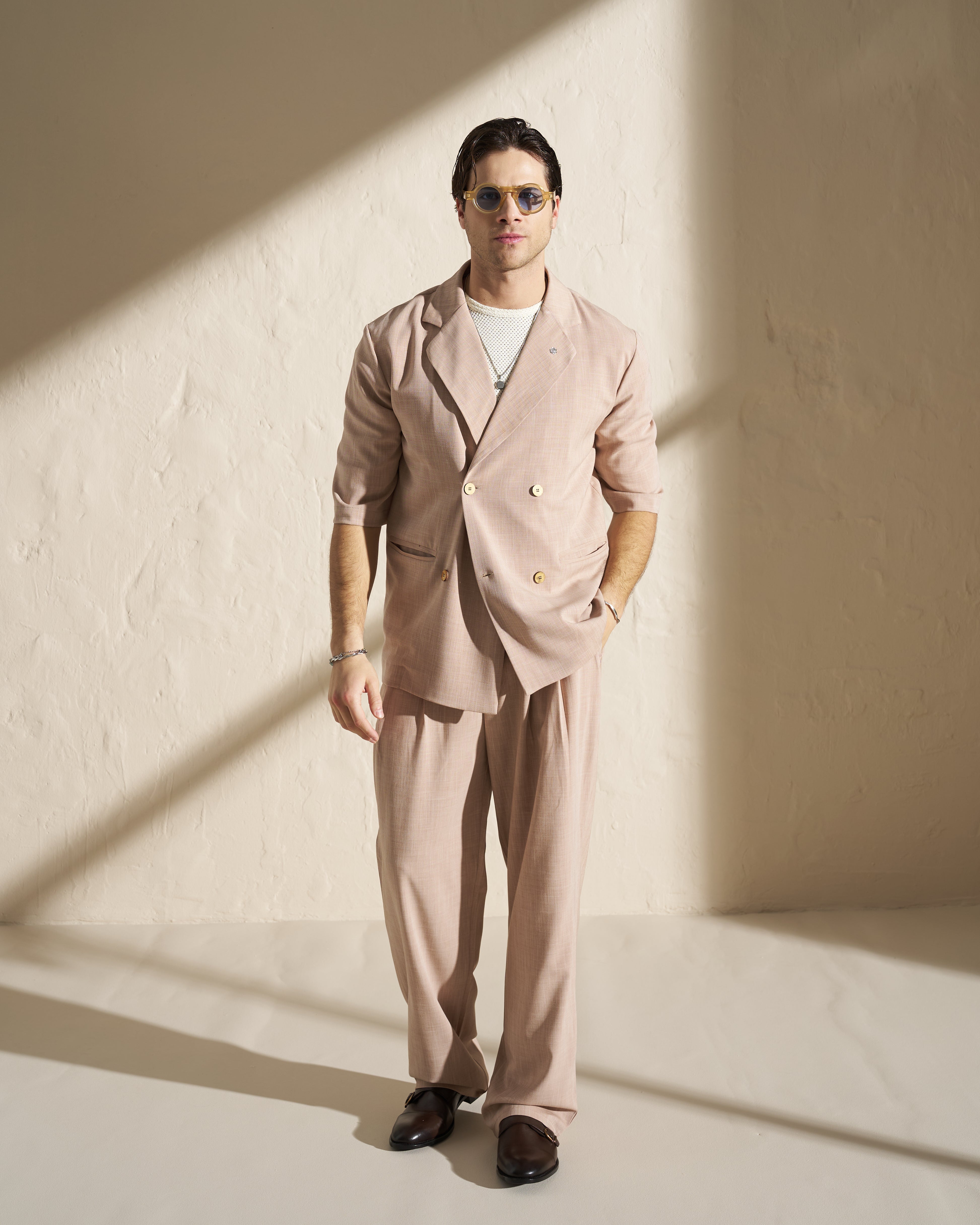 Short-Sleeve Double-Breasted Lightweight Jacket