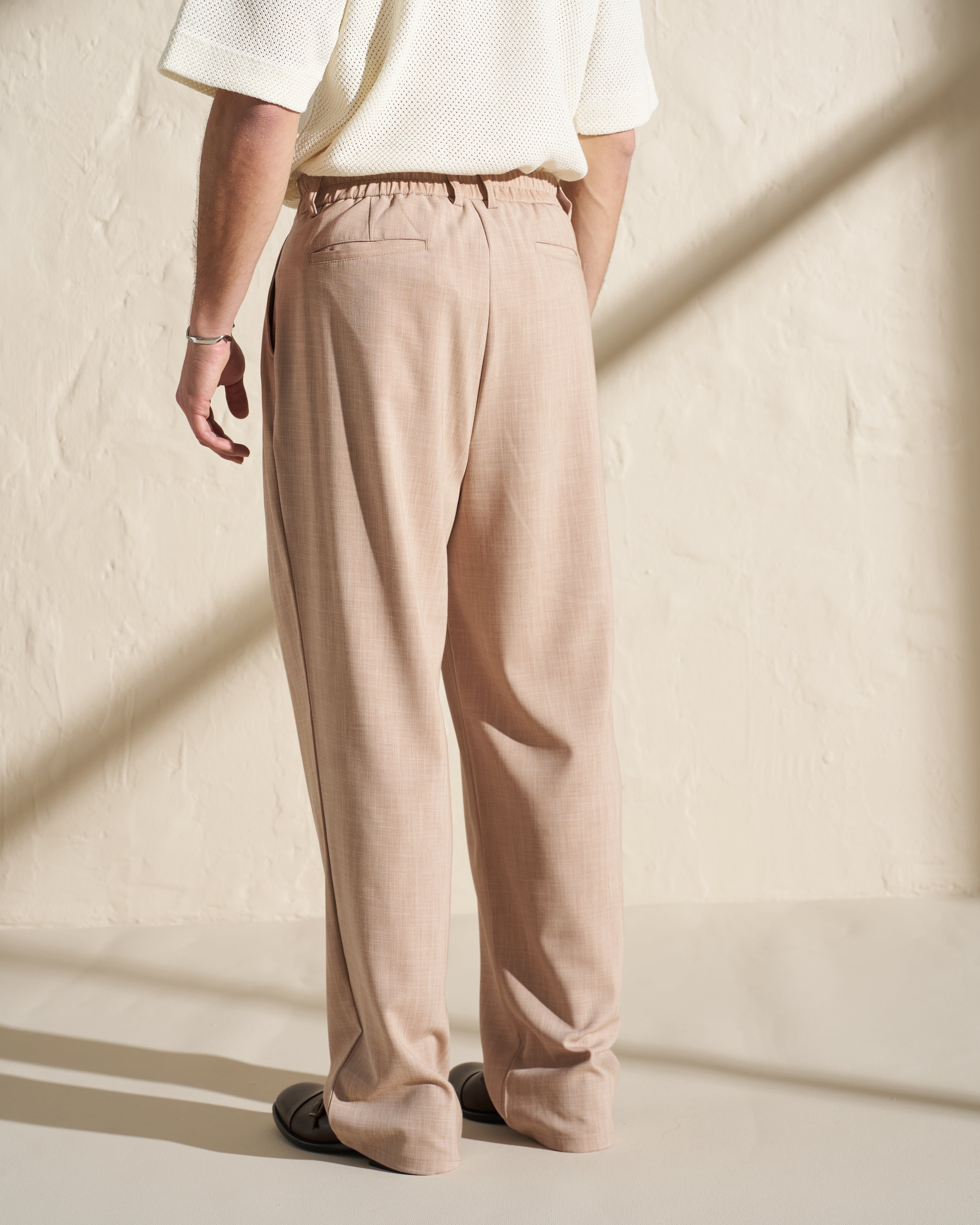 Pleated Trousers – Sand Beige