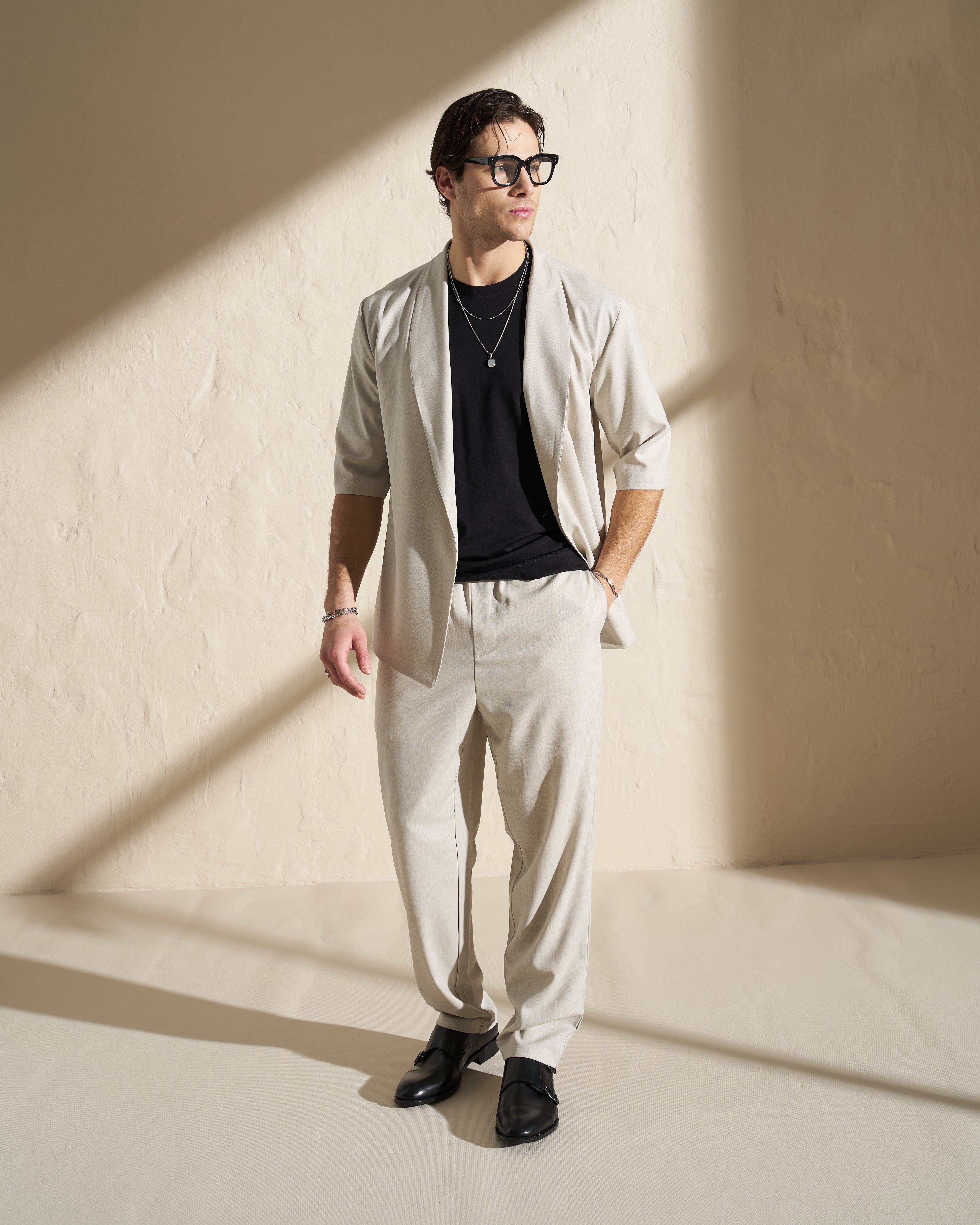 POSH Men’s Lightweight Single-Button Jacket – Beige