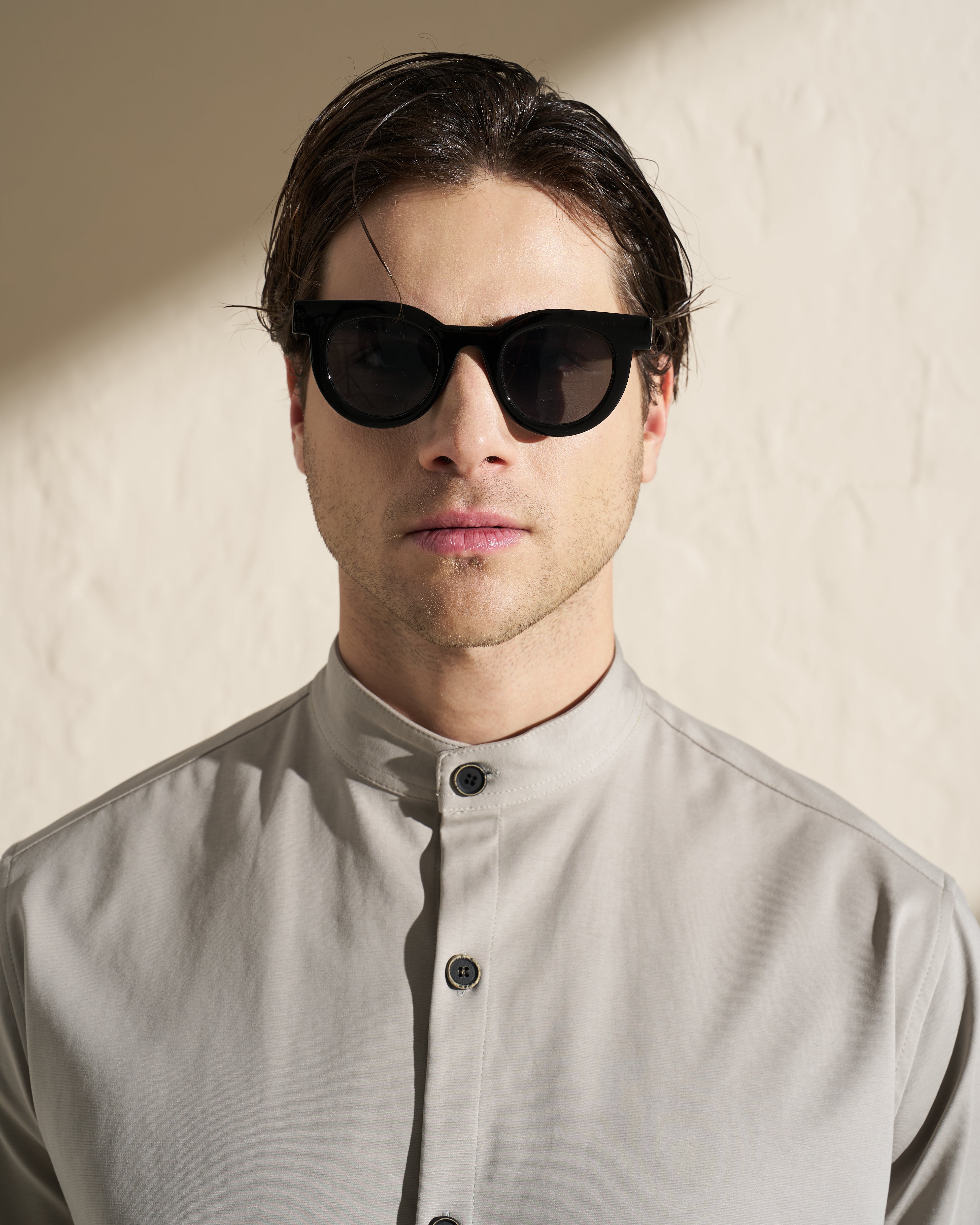 Short Sleeve Mao Shirt – Silver Green