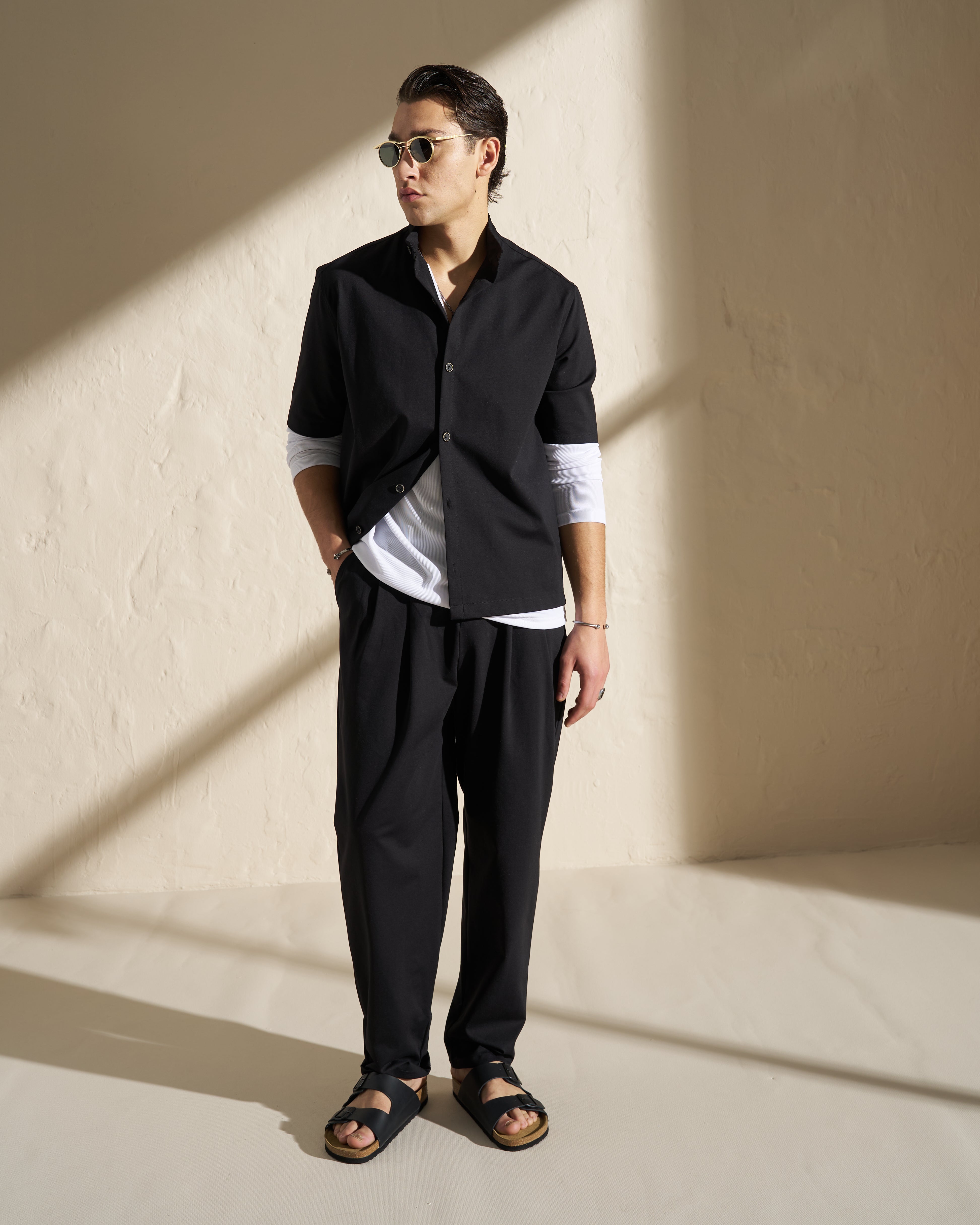 Mao Short Sleeve Shirt – Black