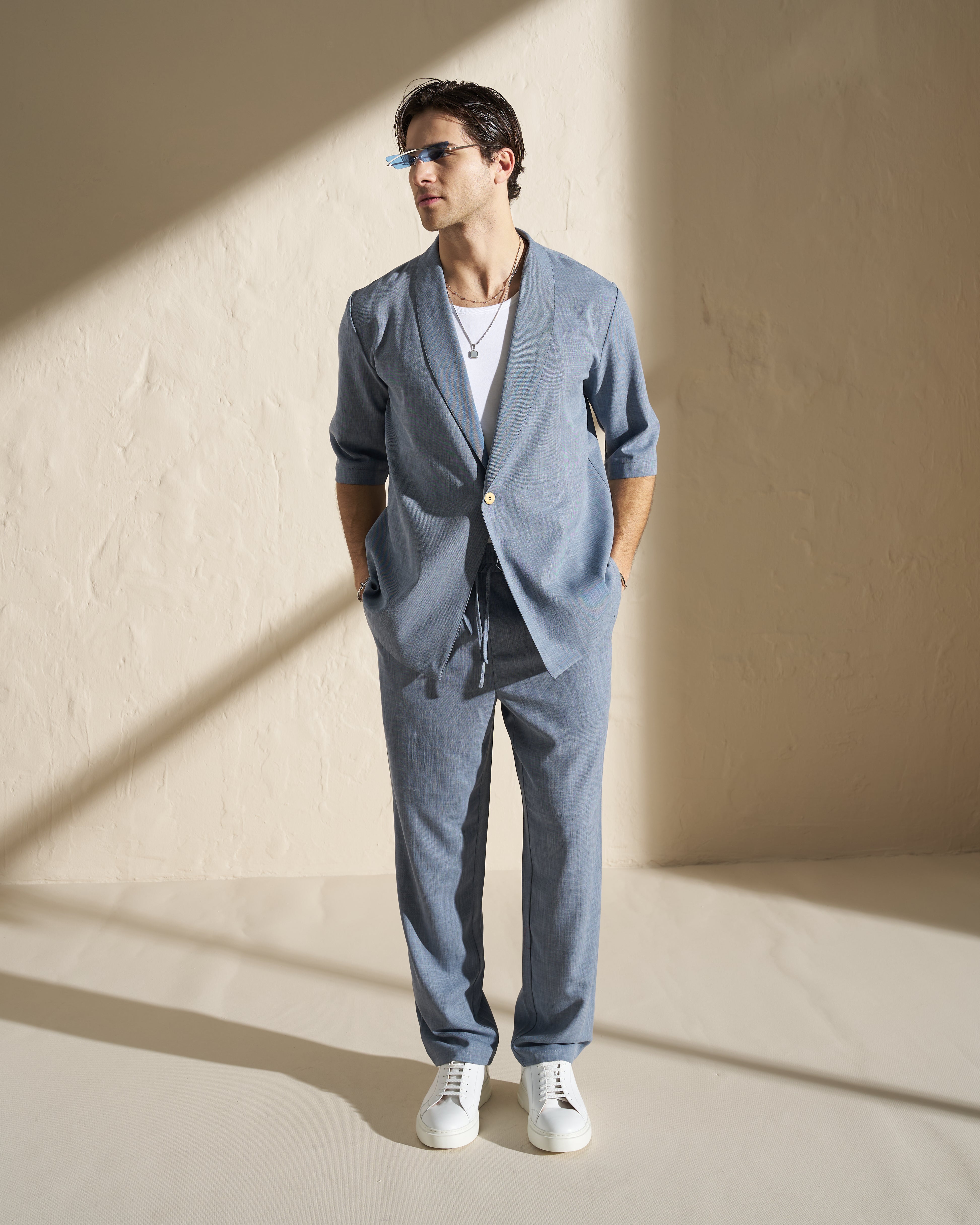 Relaxed Drawstring Trousers – Blue