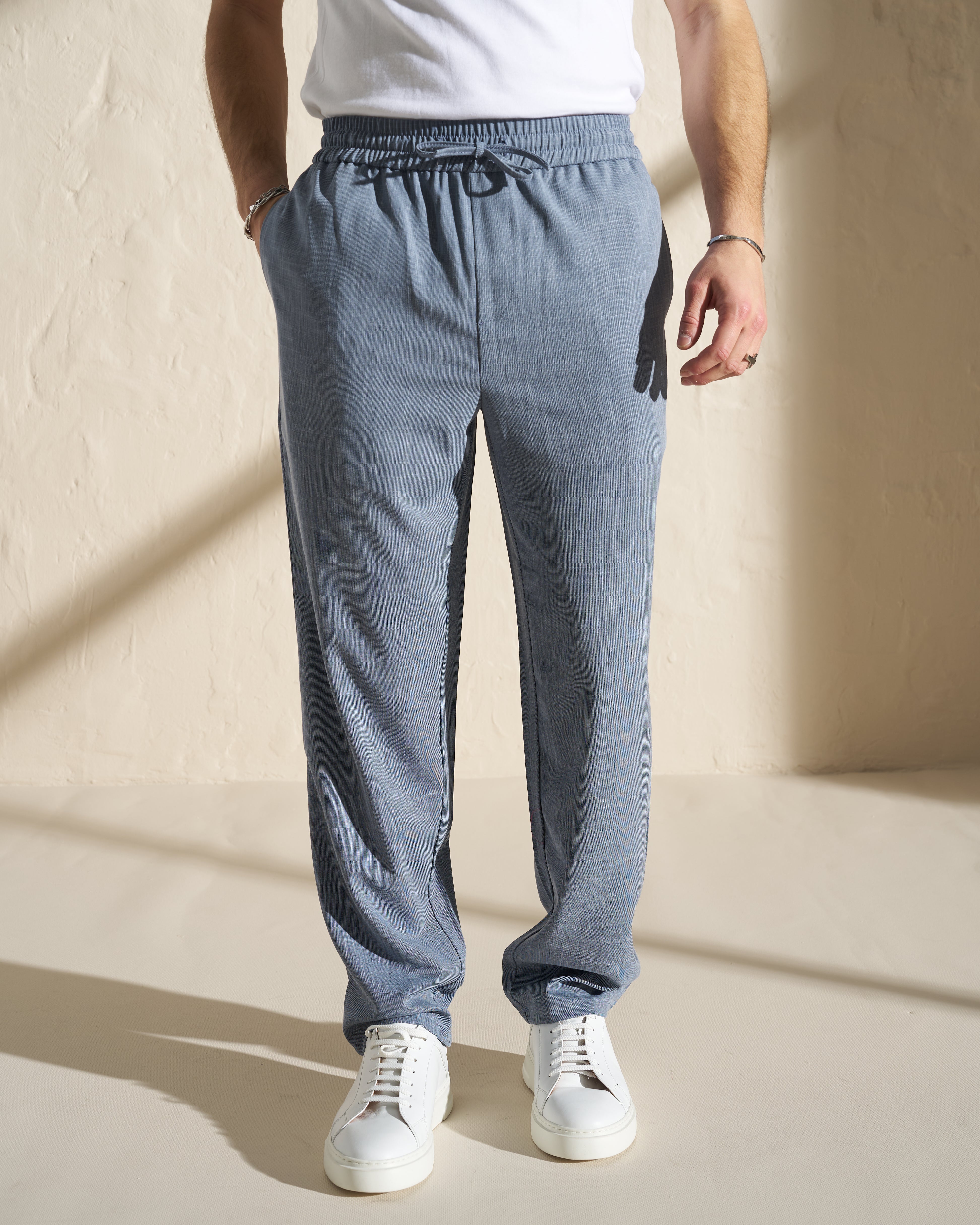 Relaxed Drawstring Trousers – Blue
