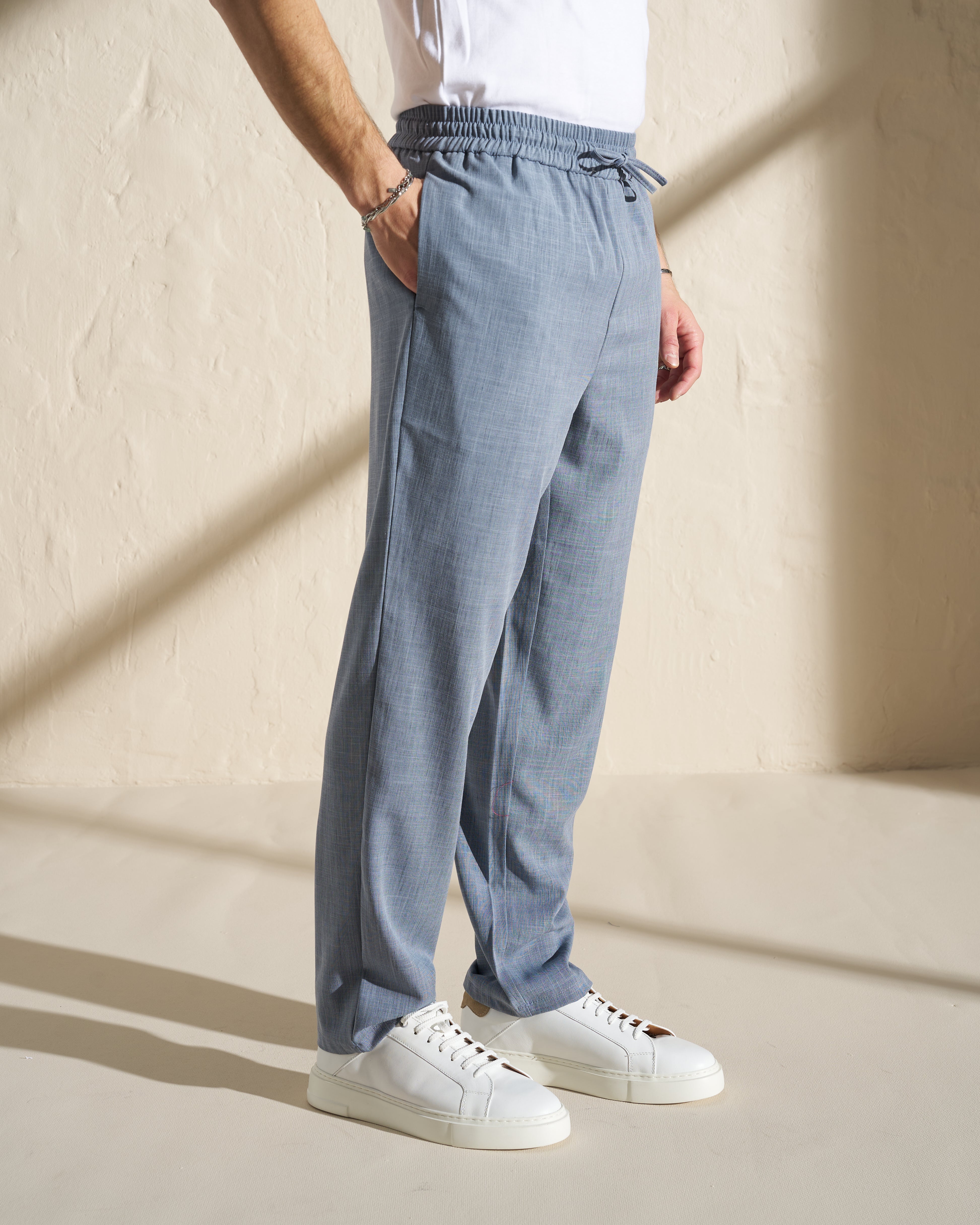 Relaxed Drawstring Trousers – Blue