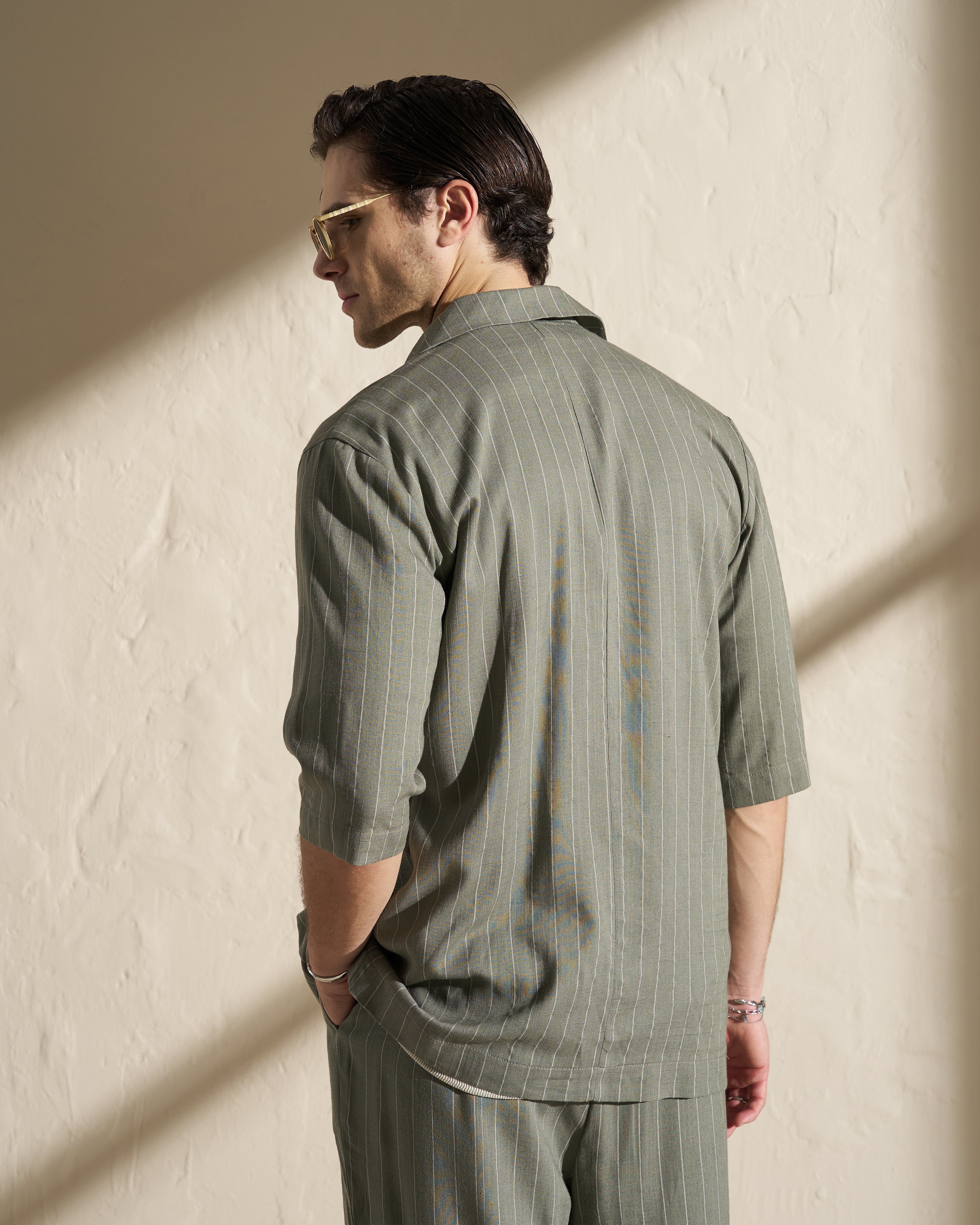 Lightweight Double-Breasted Pinstripe Blazer