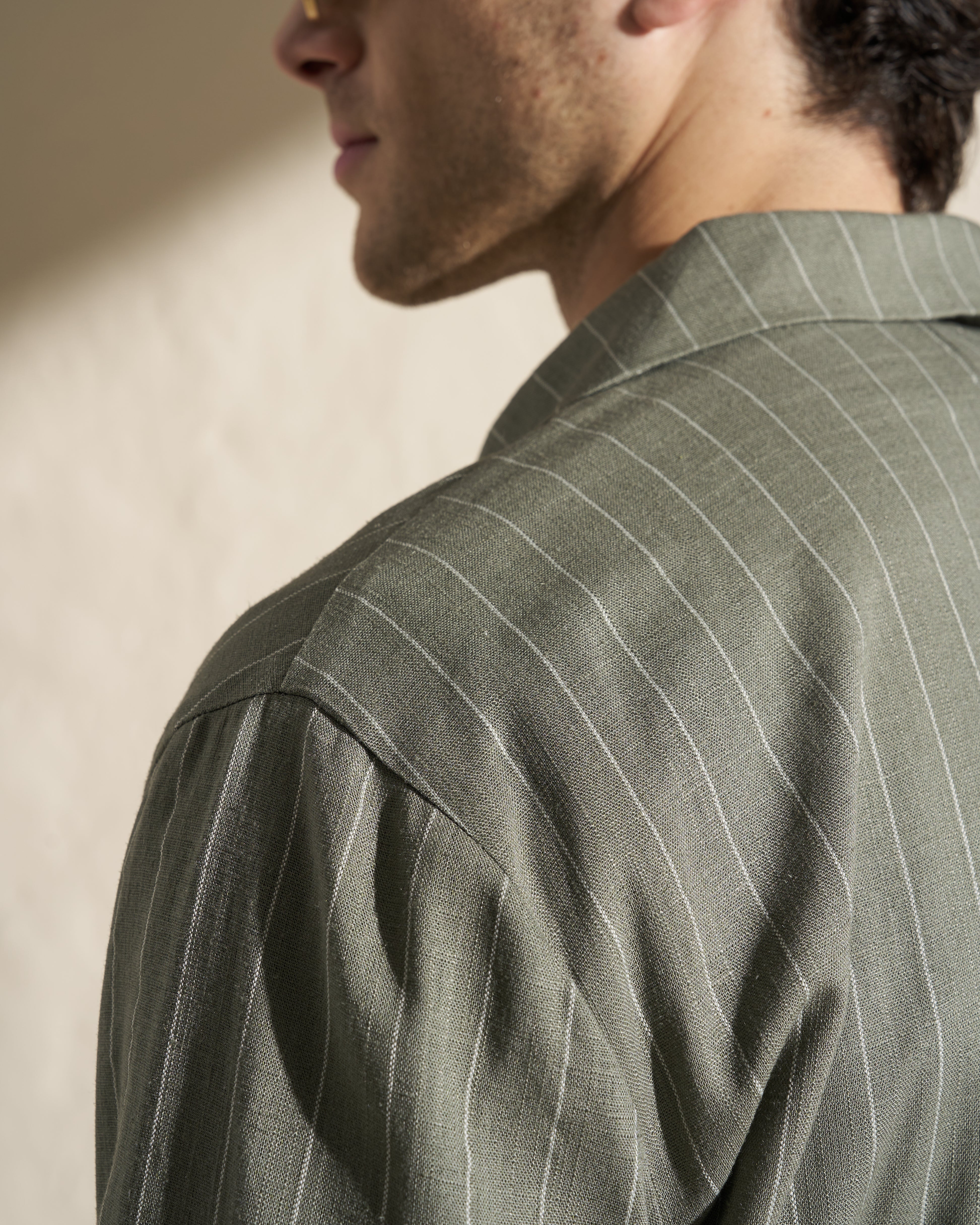 Lightweight Double-Breasted Pinstripe Blazer