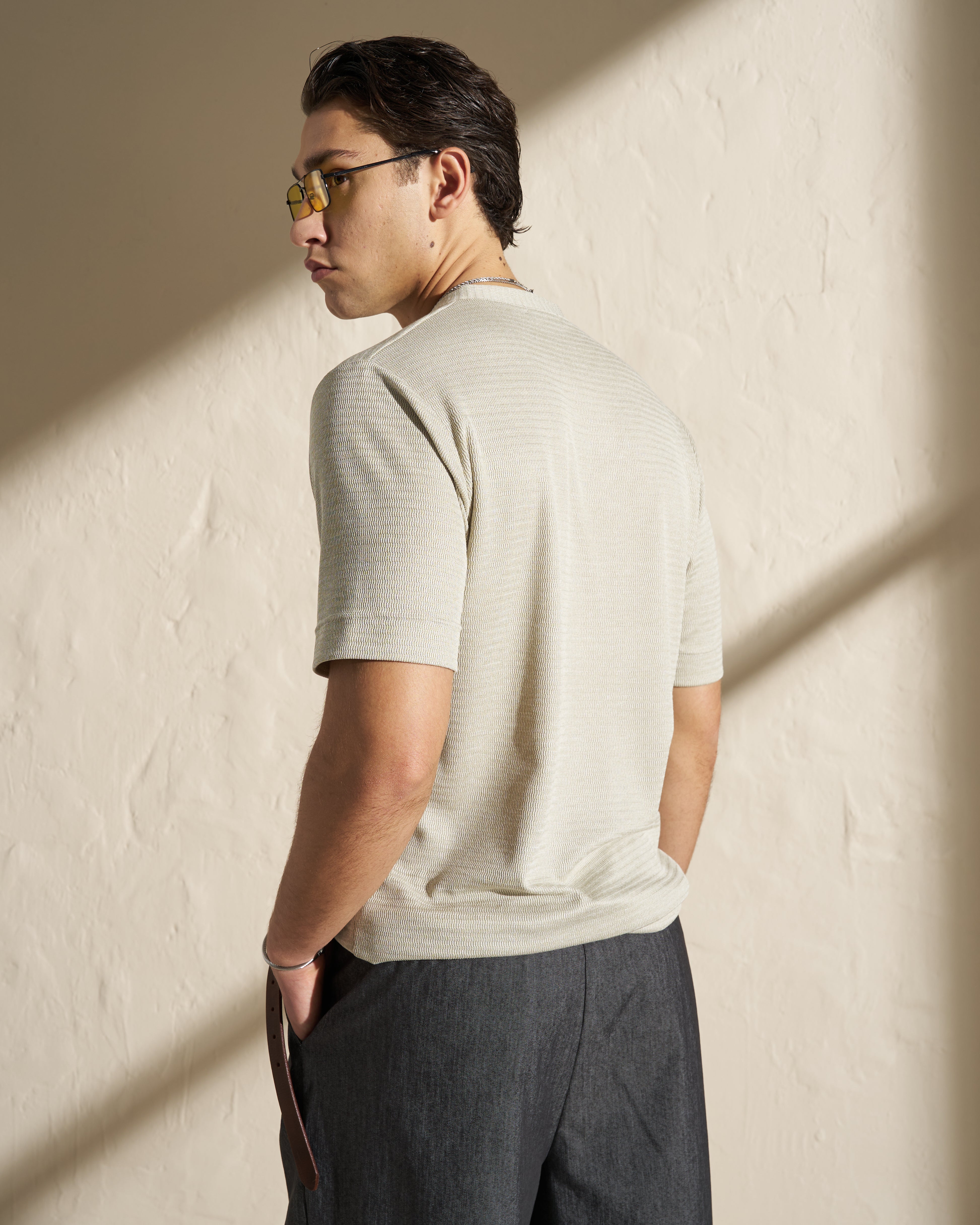 Knitted V-Neck T-Shirt