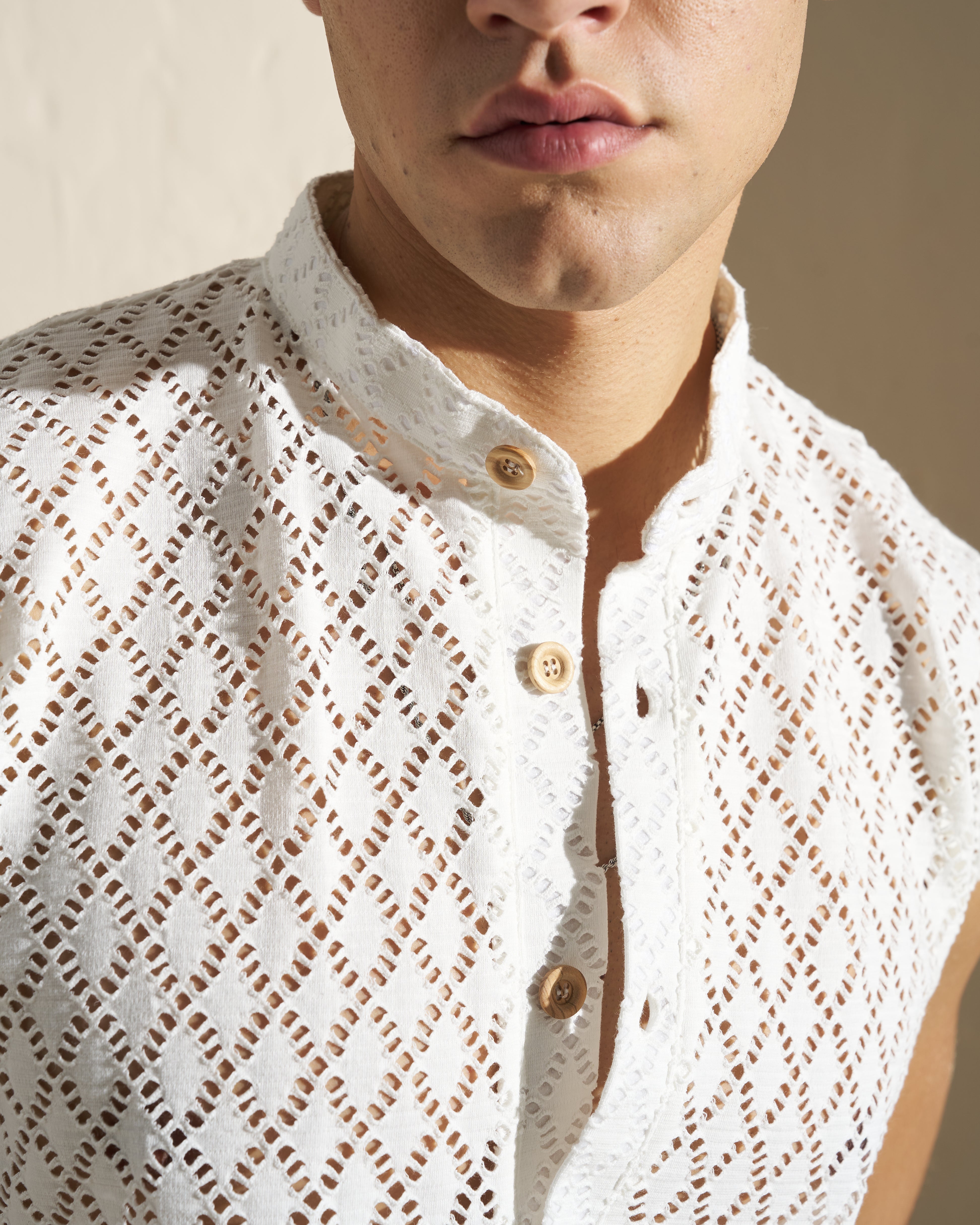 Sleeveless Textured Knit Shirt