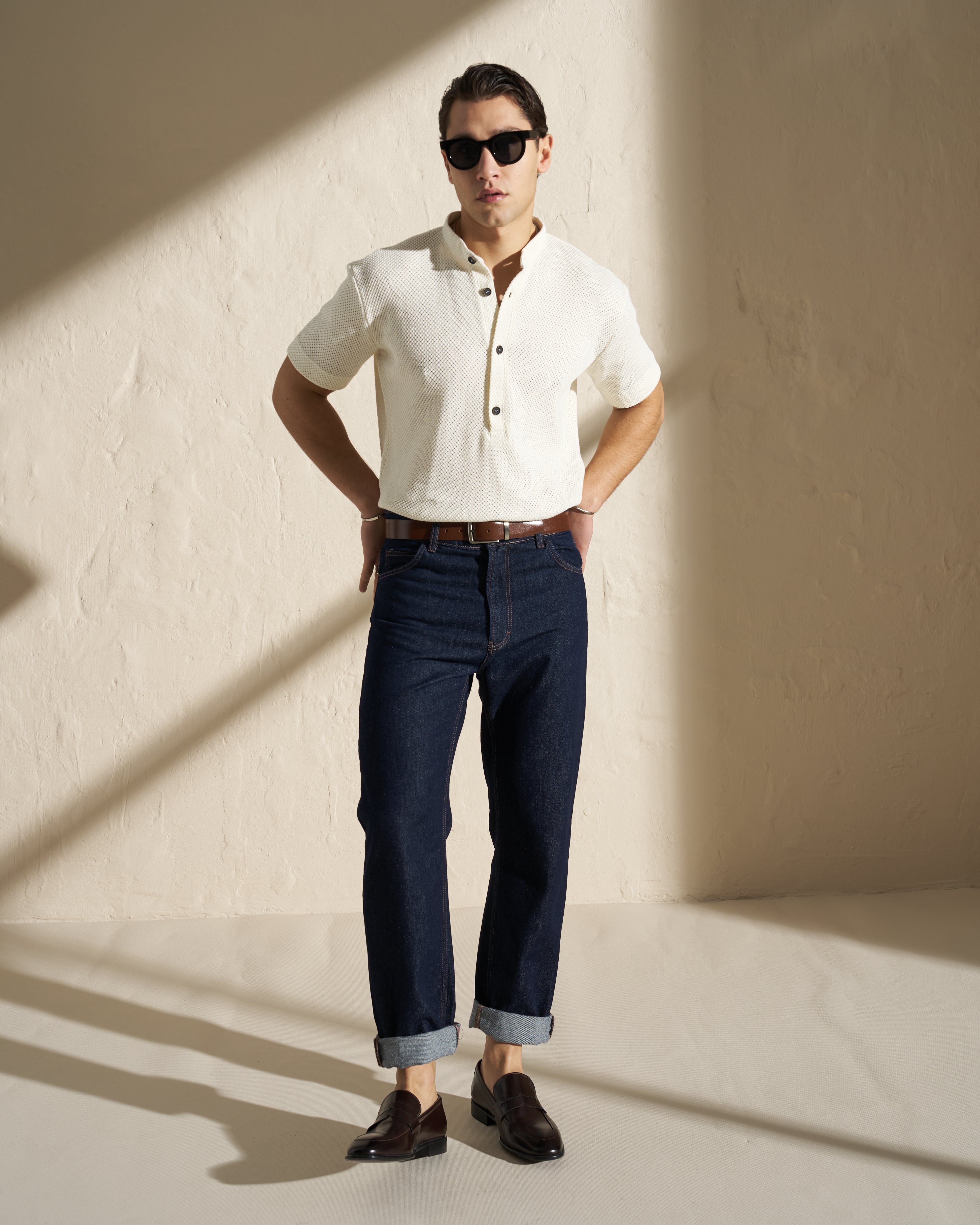 Textured Knit Short-Sleeve Shirt