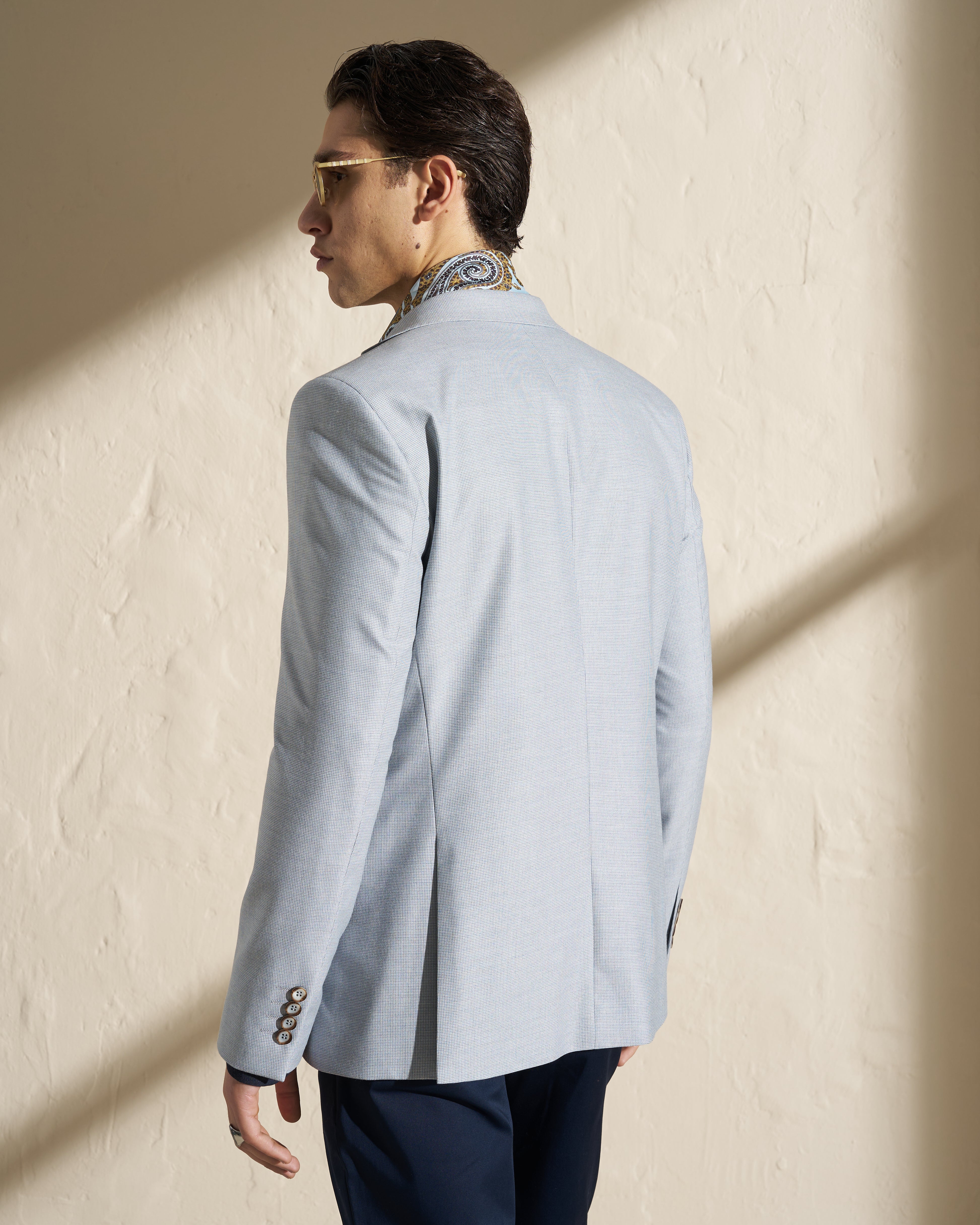 Men’s Lightweight Single-Breasted Blazer – Light Blue