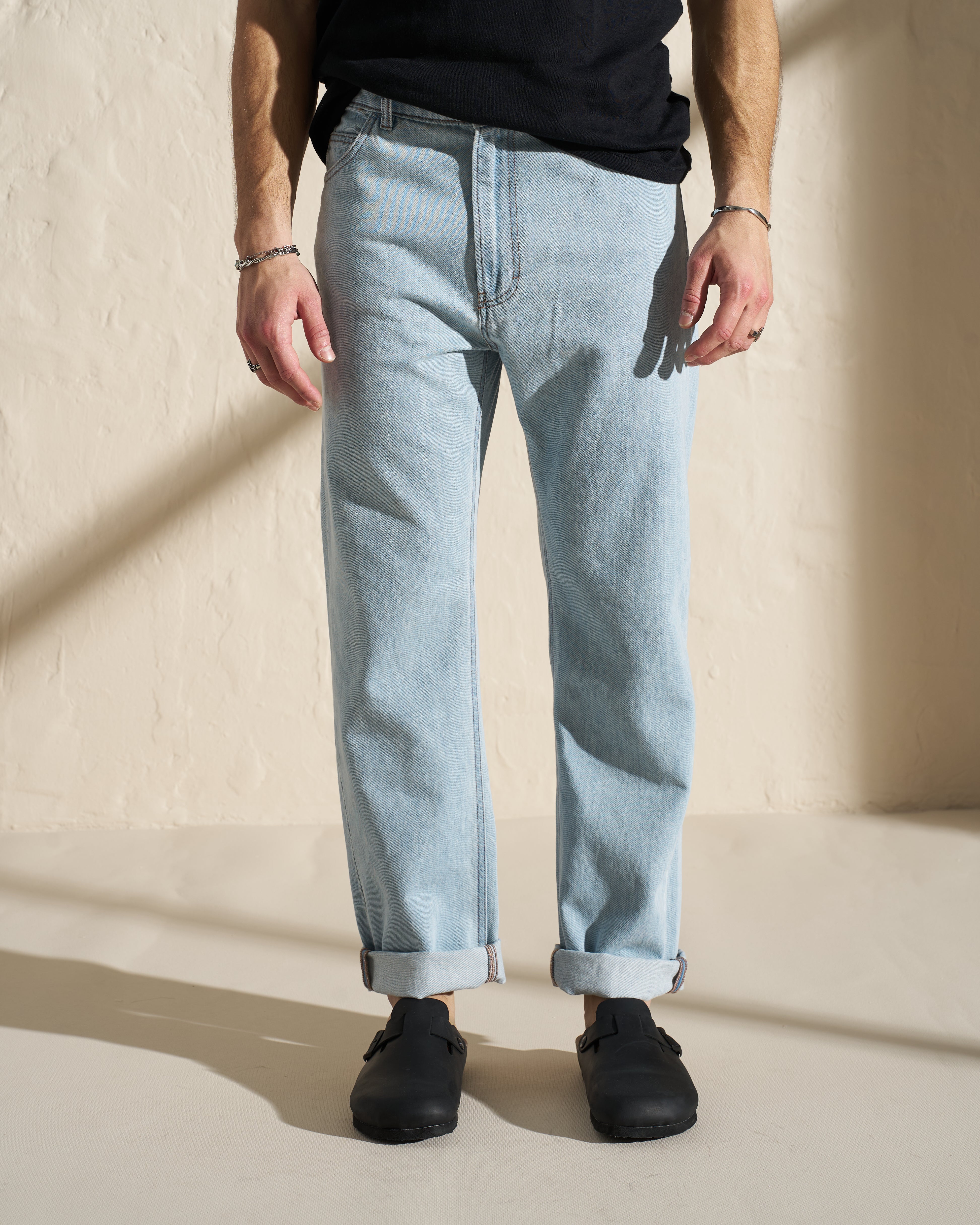 Light Wash Straight Fit Denim Jeans