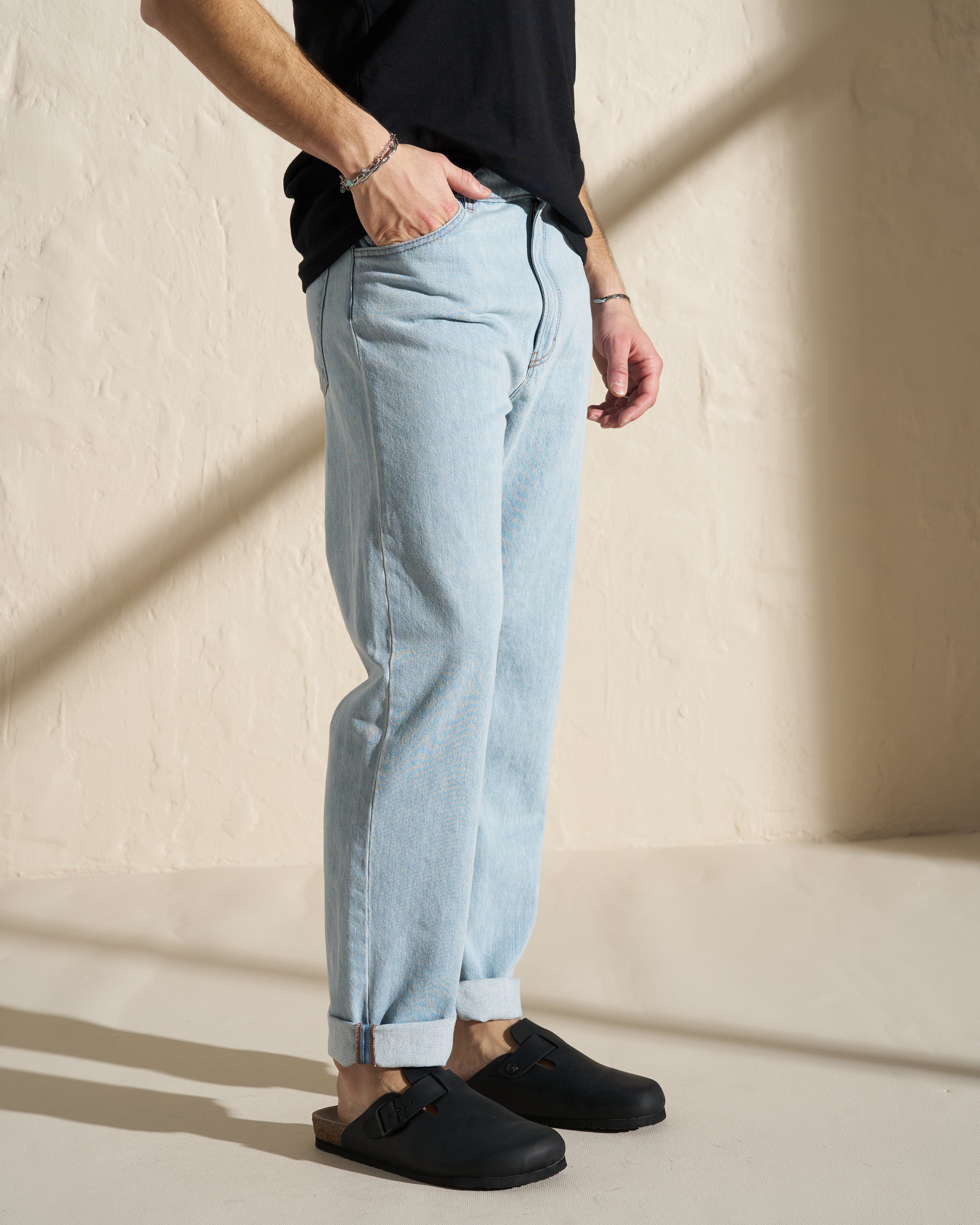 Light Wash Straight Fit Denim Jeans