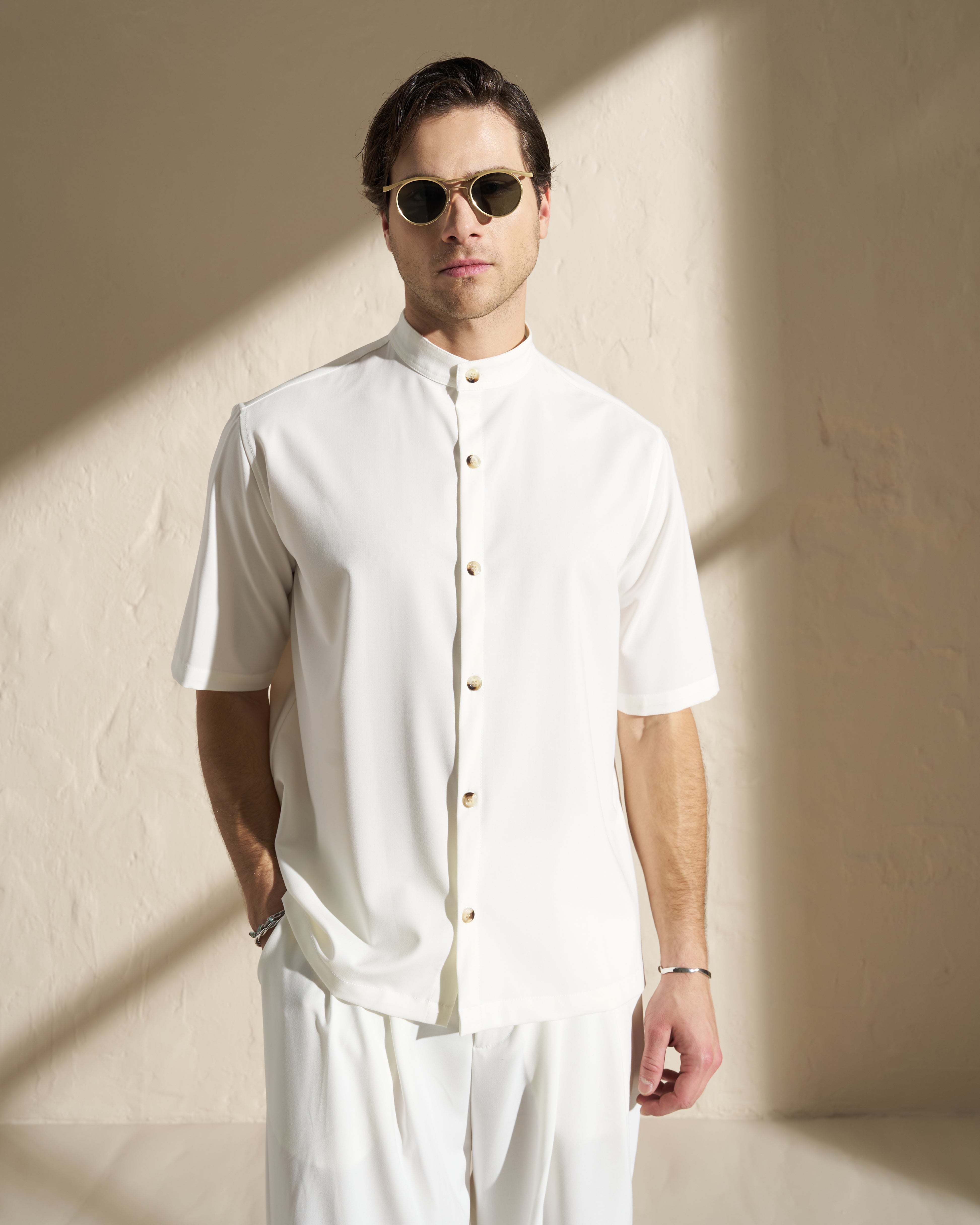 Minimal Band Collar Shirt