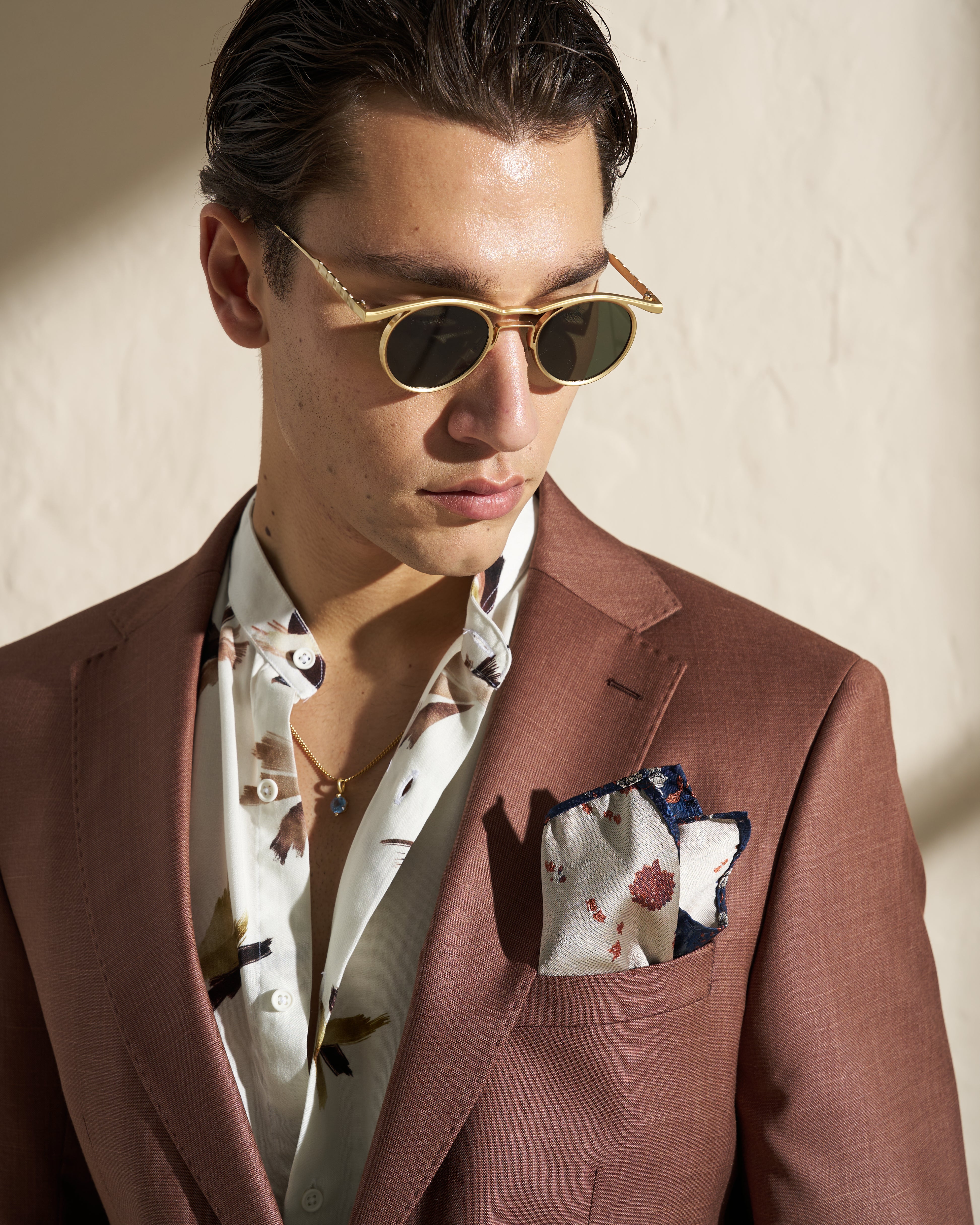 Men’s Lightweight Single-Breasted Blazer – Brown