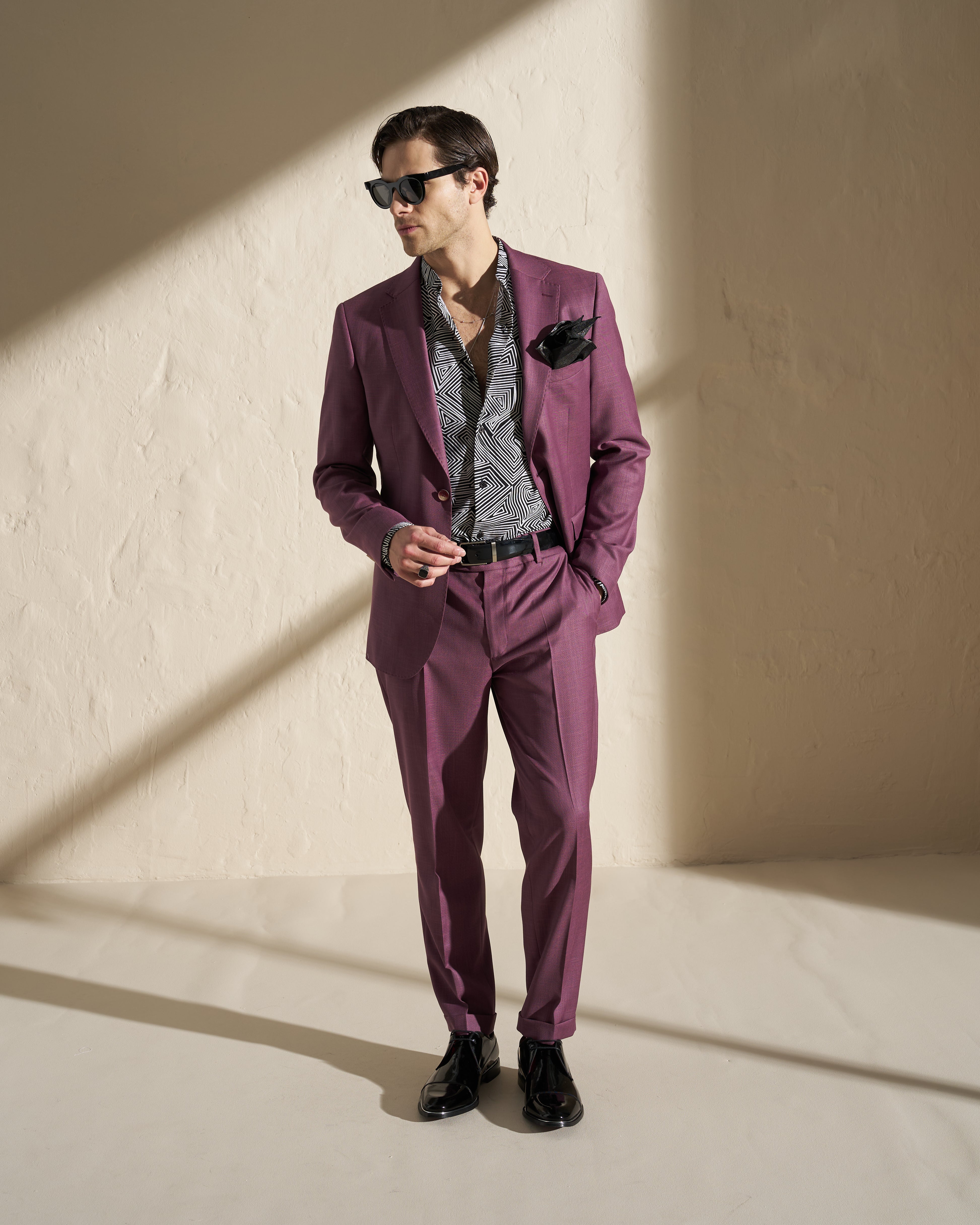 Men’s Lightweight Single-Breasted Blazer – Burgundy