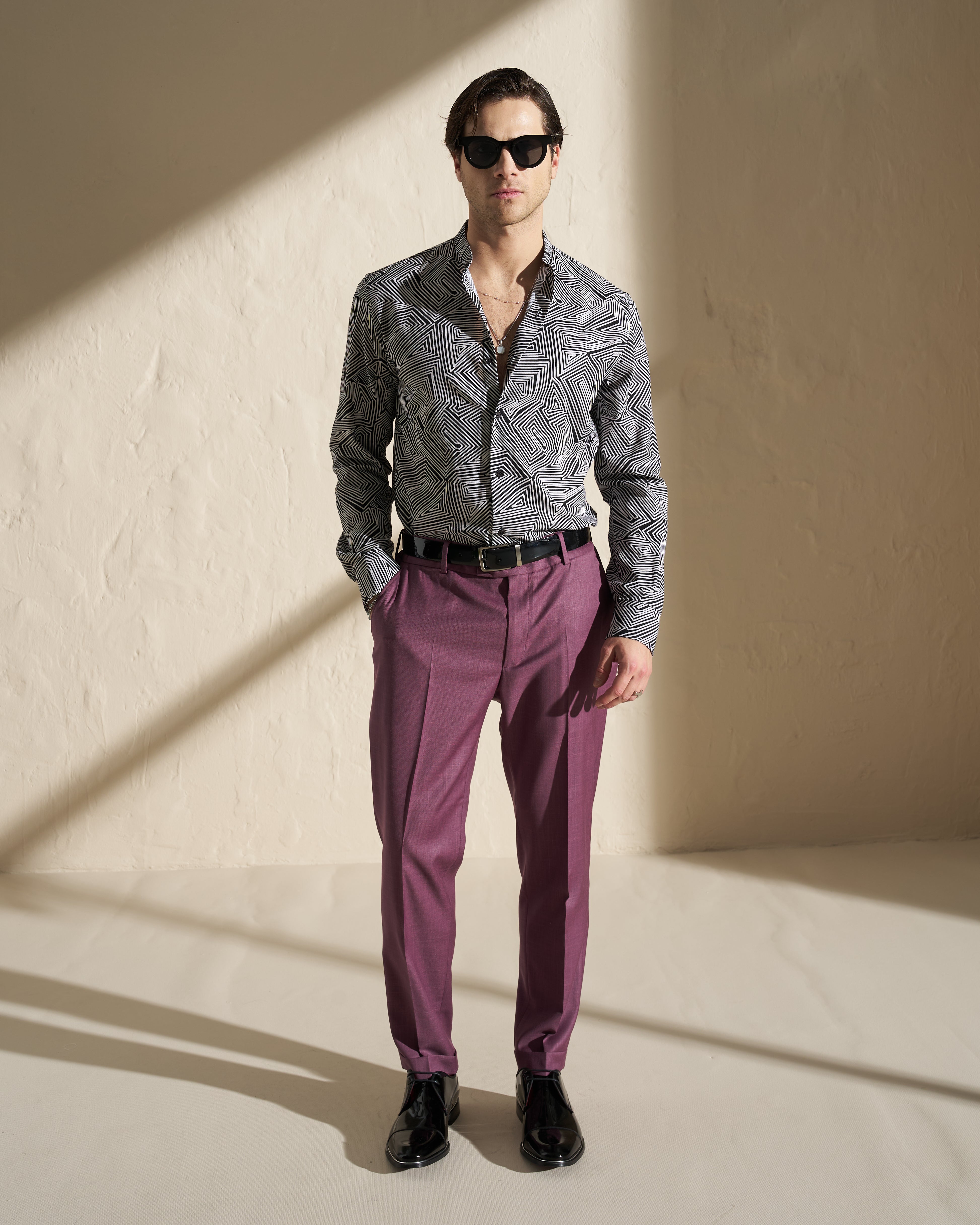 Geometric Print Viscose Shirt