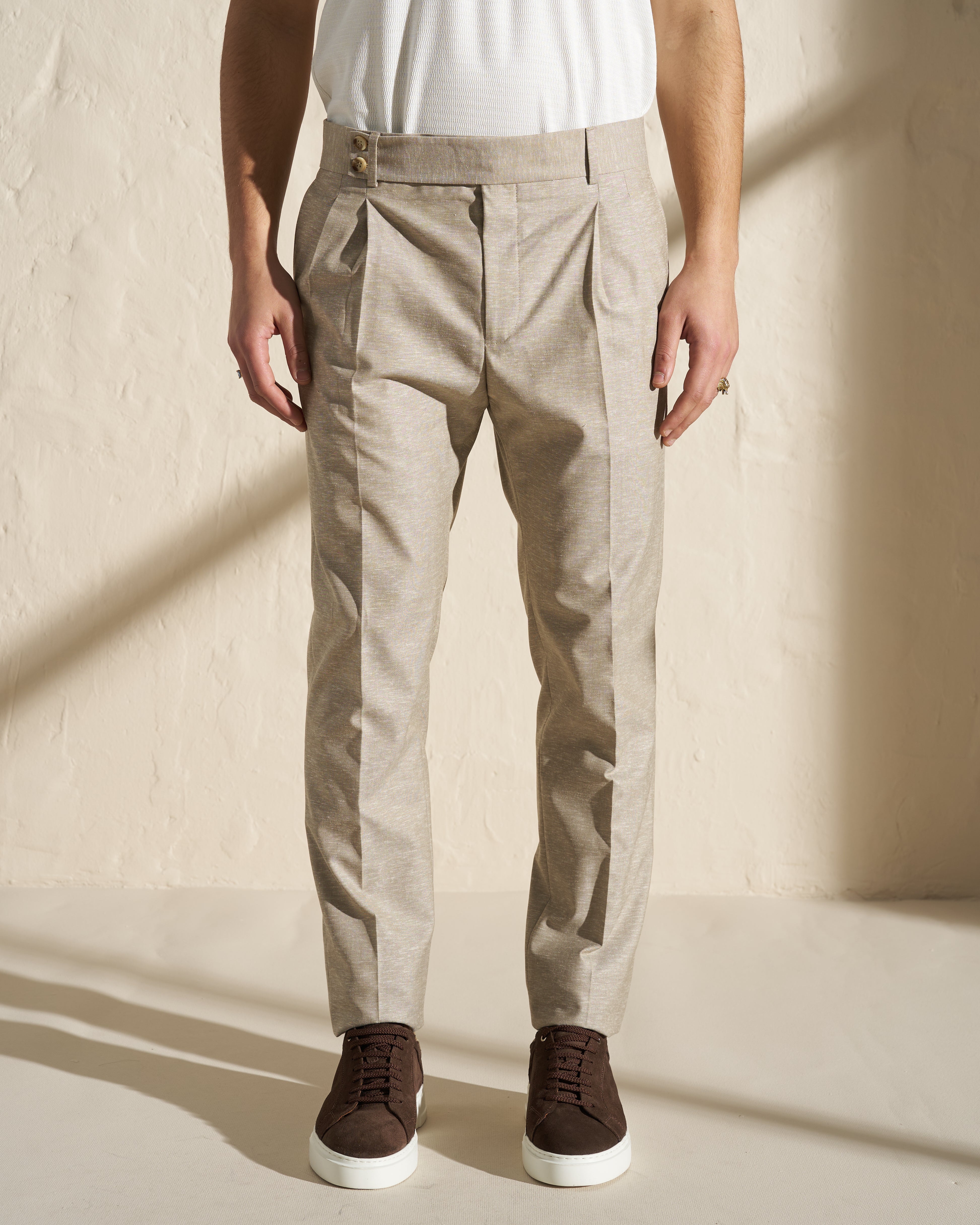 Lightweight Cotton–Linen Tailored Trousers
