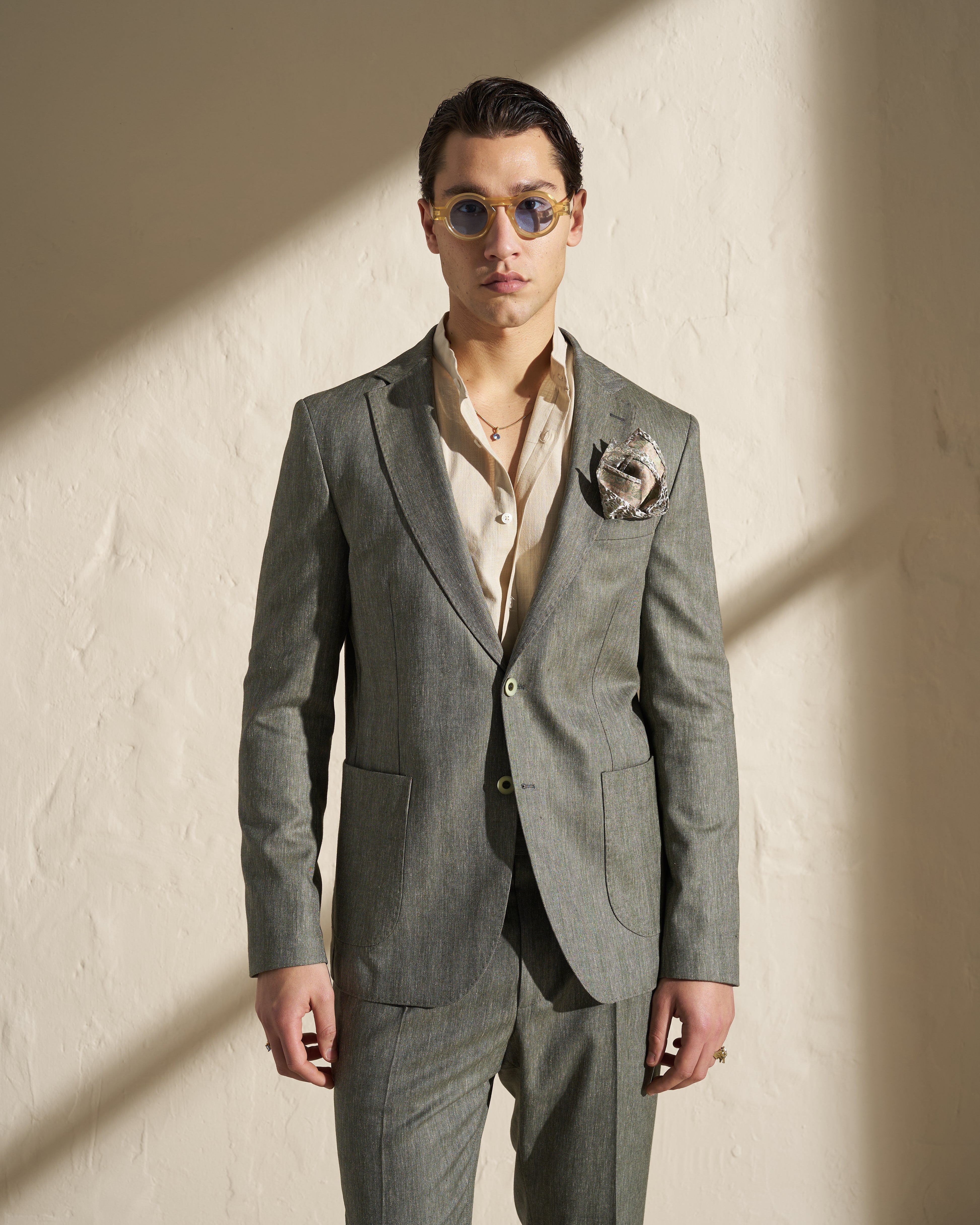 Men’s Lightweight Herringbone Blazer – Green