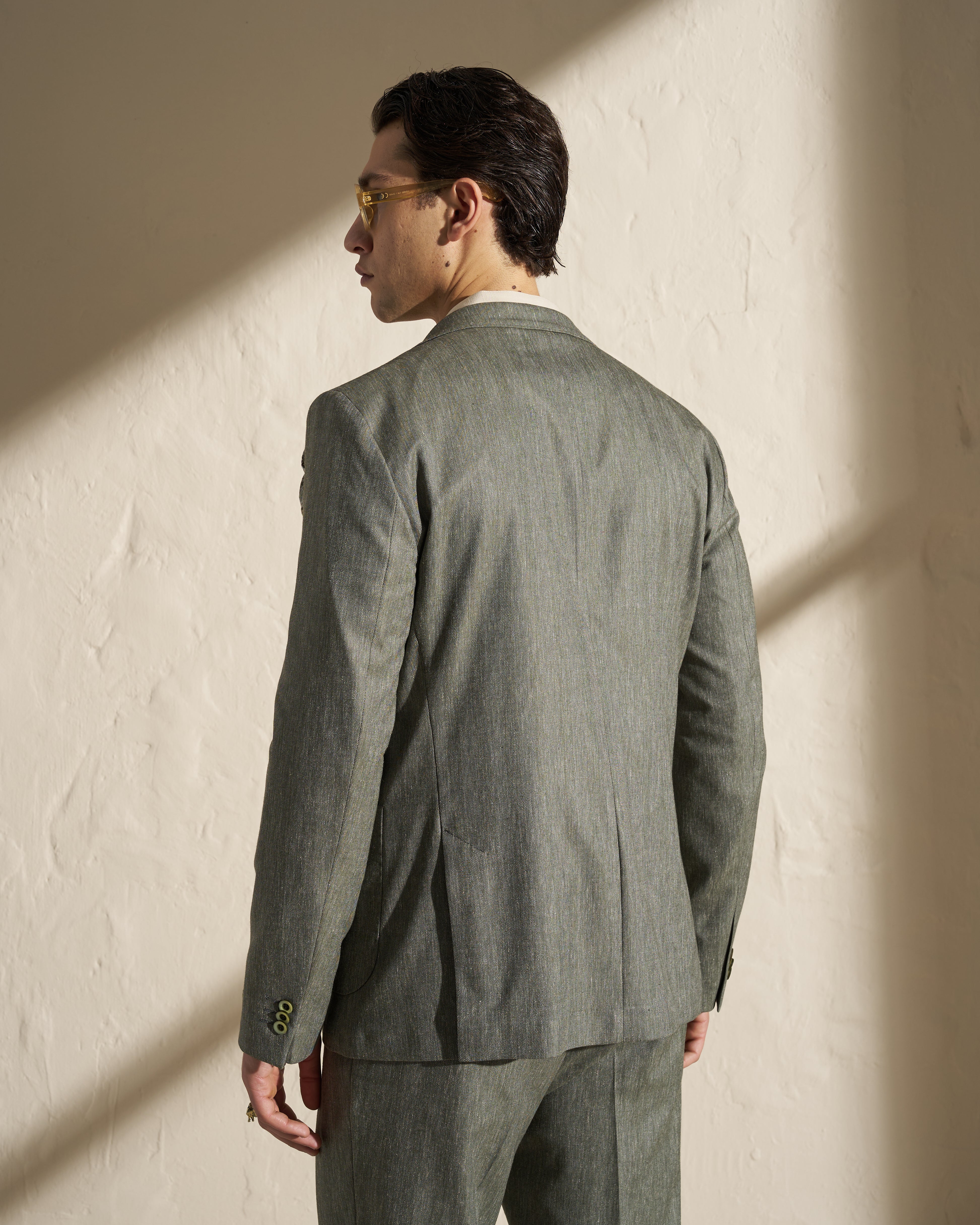 Men’s Lightweight Herringbone Blazer – Green