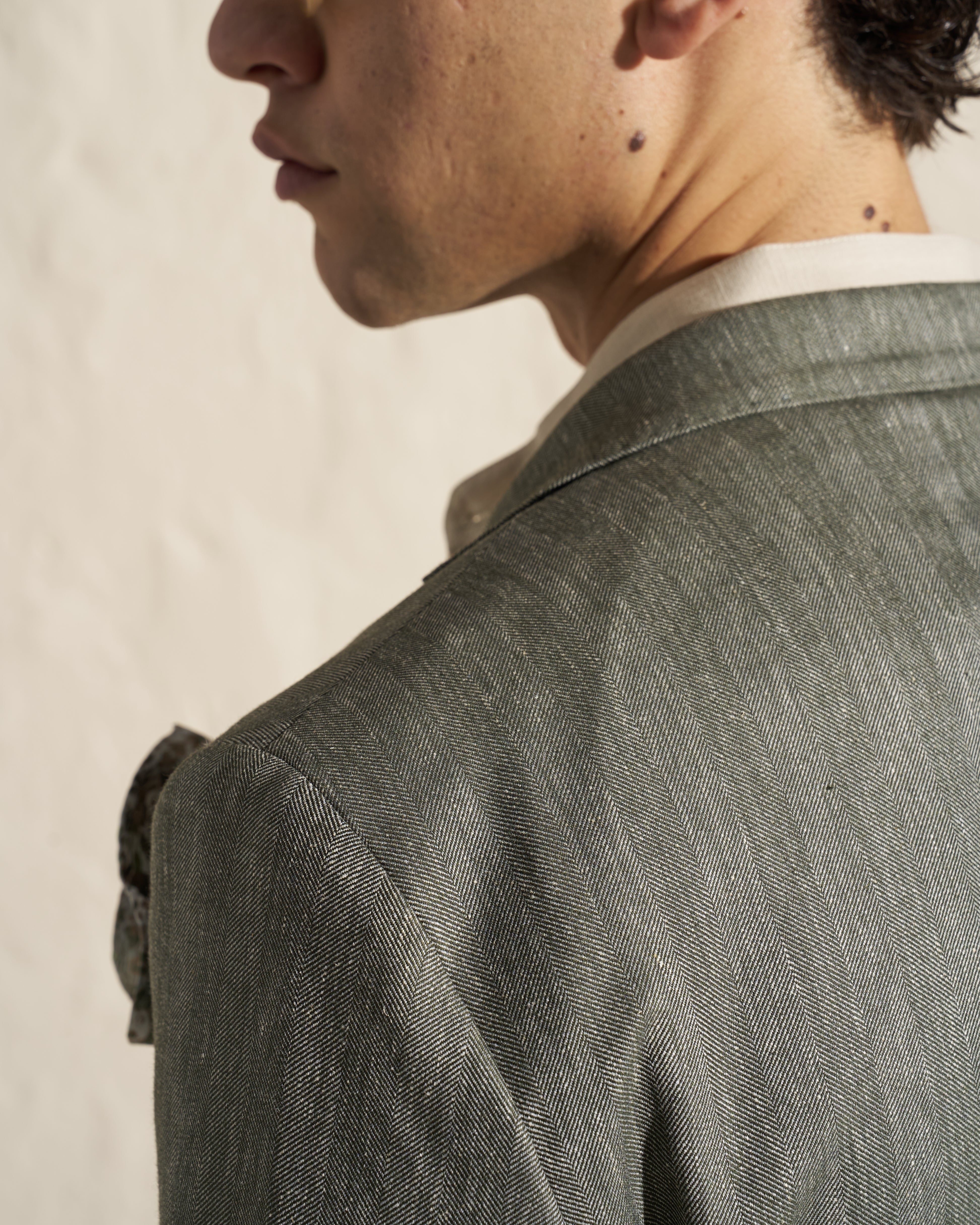 Men’s Lightweight Herringbone Blazer – Green