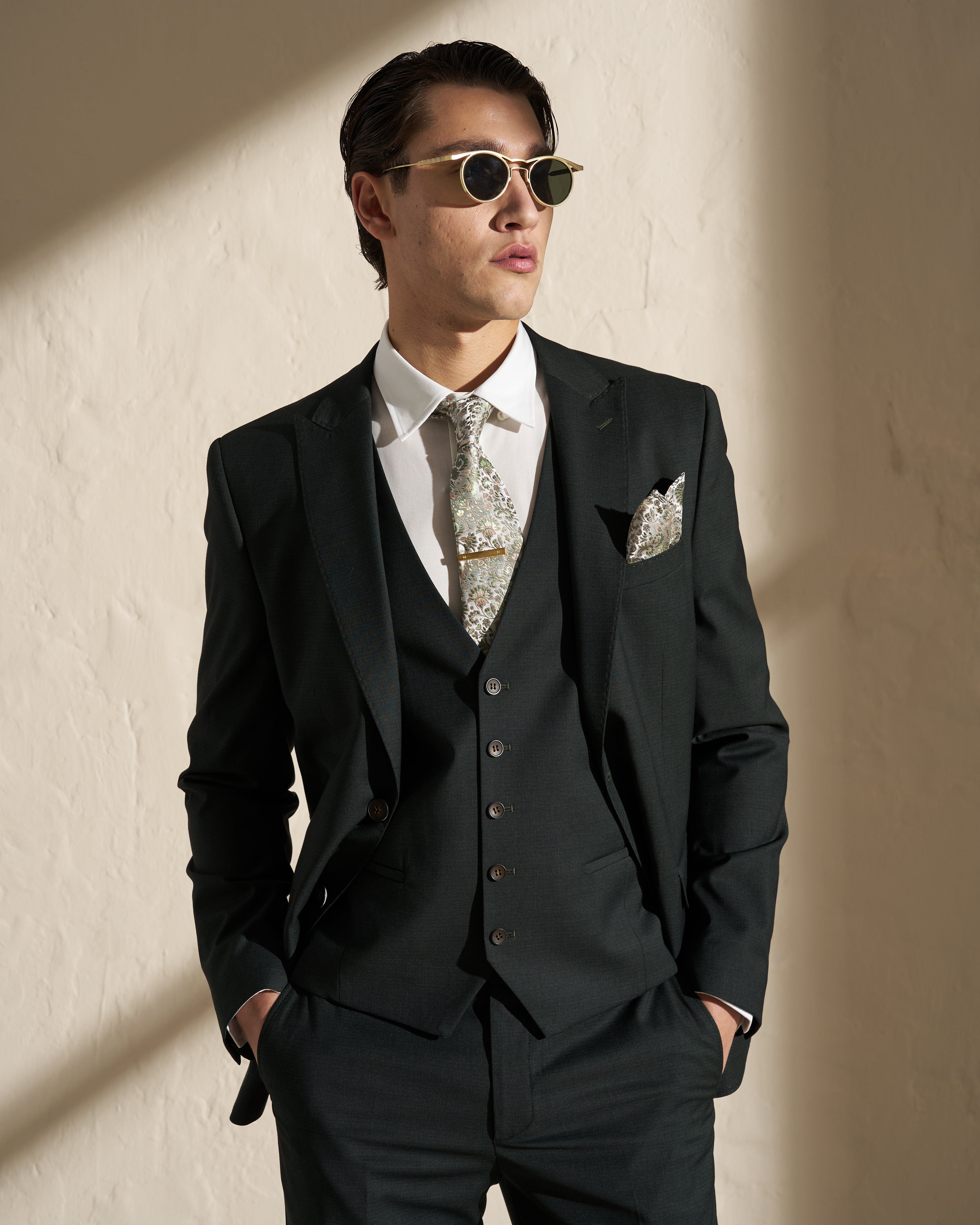 Men’s Three-Piece Suit – Dark Green