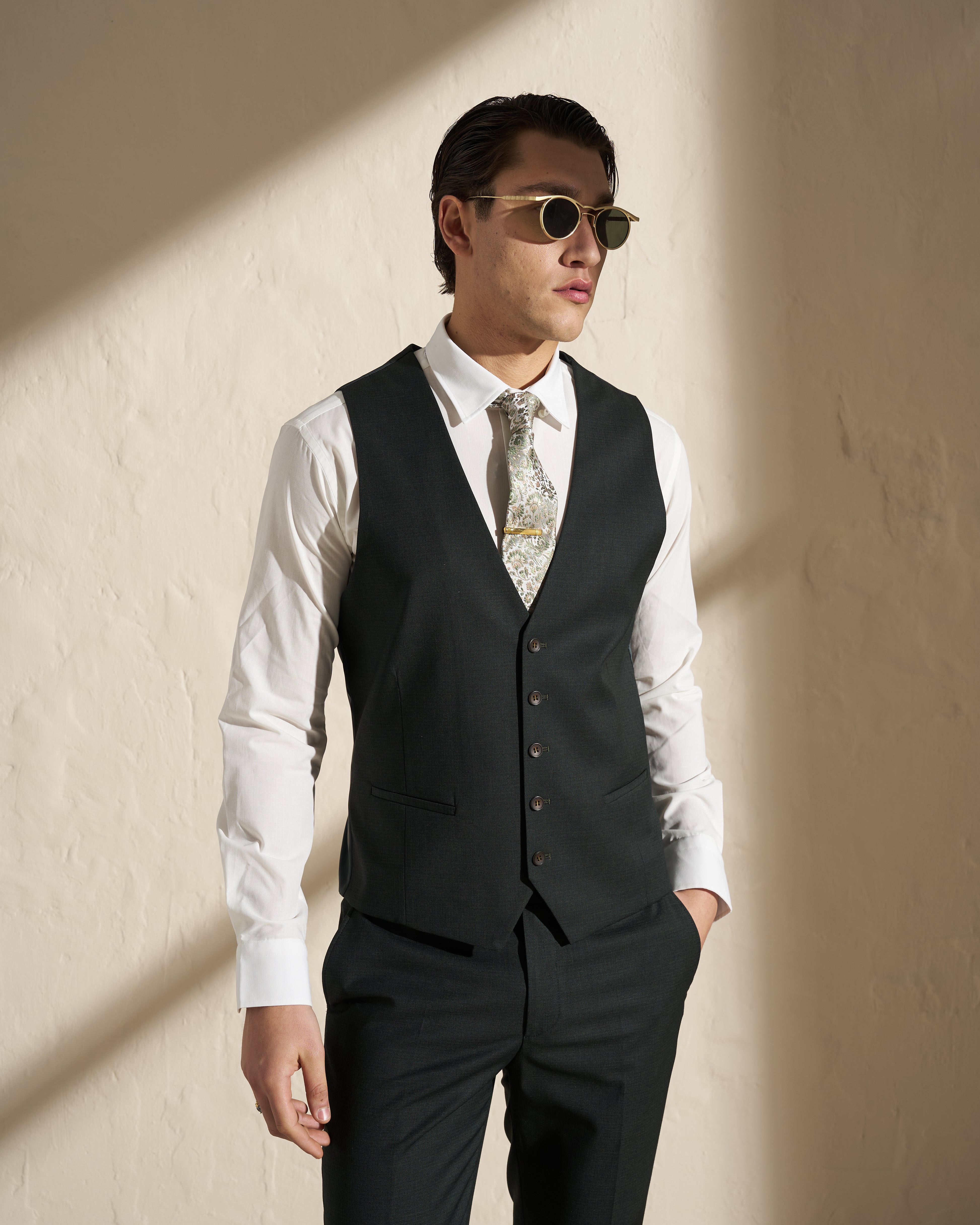 Men’s Three-Piece Suit – Dark Green