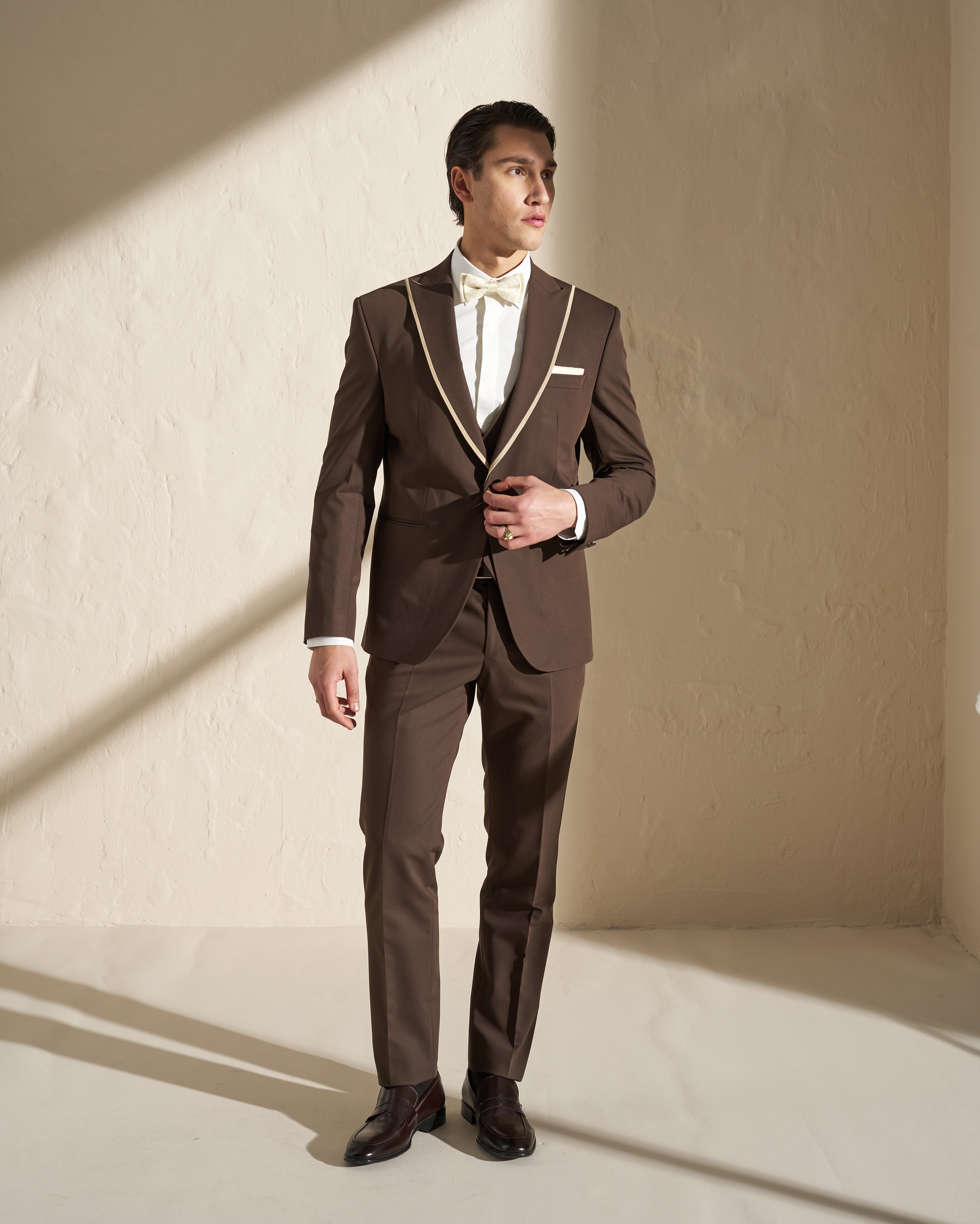 Men’s Three-Piece Tuxedo – Chocolate Brown