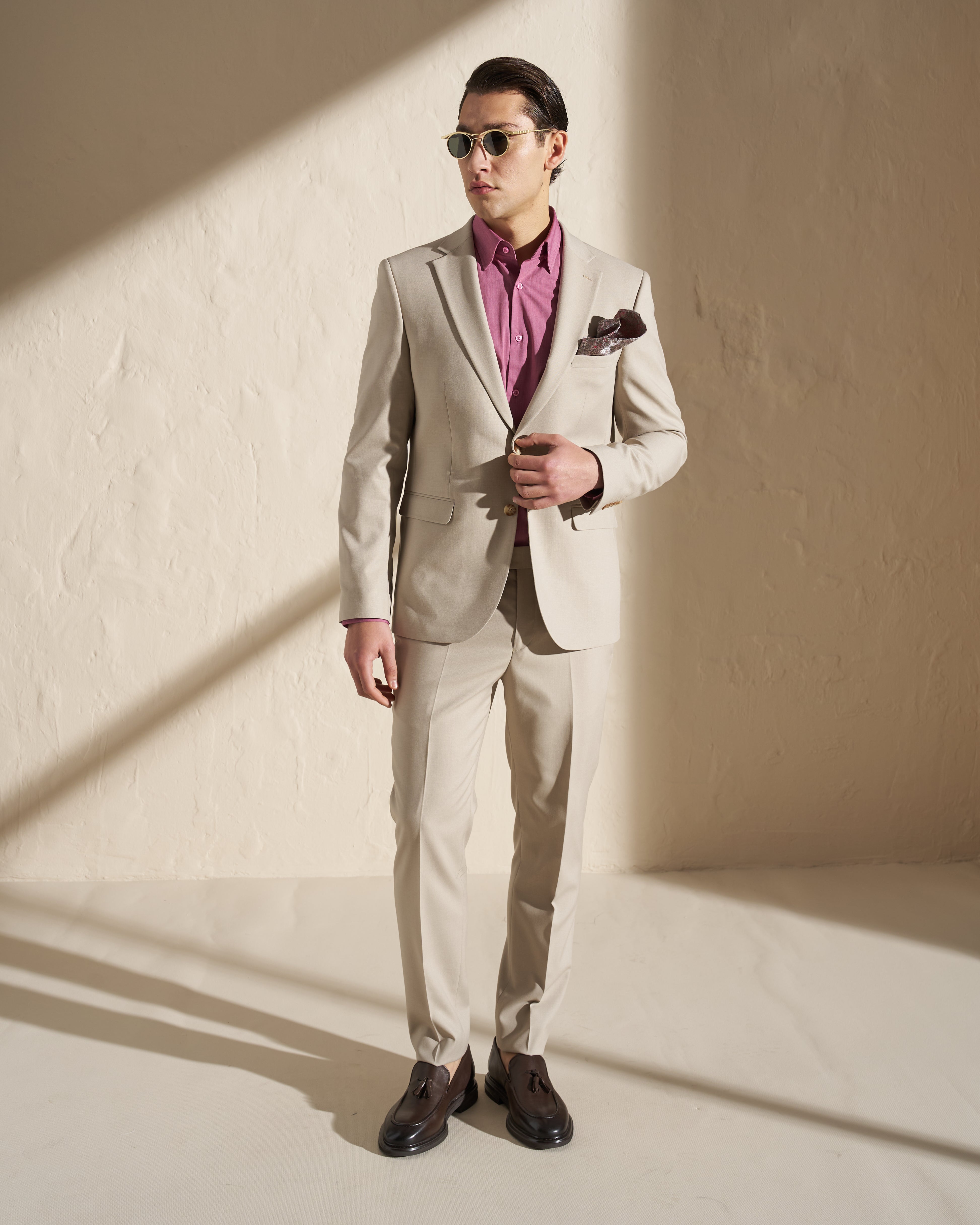 Men’s Two-Piece Suit – Light Beige