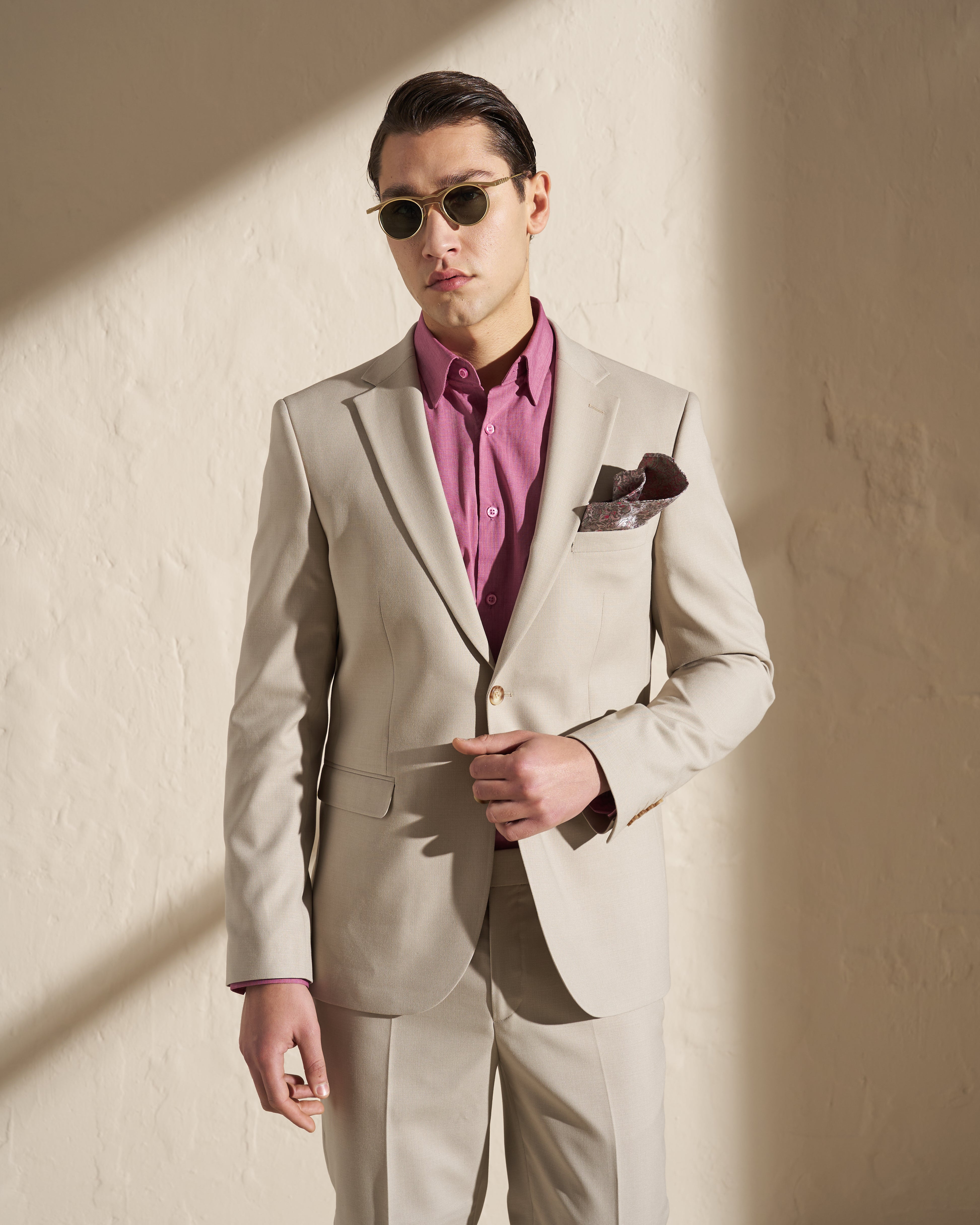 Men’s Two-Piece Suit – Light Beige