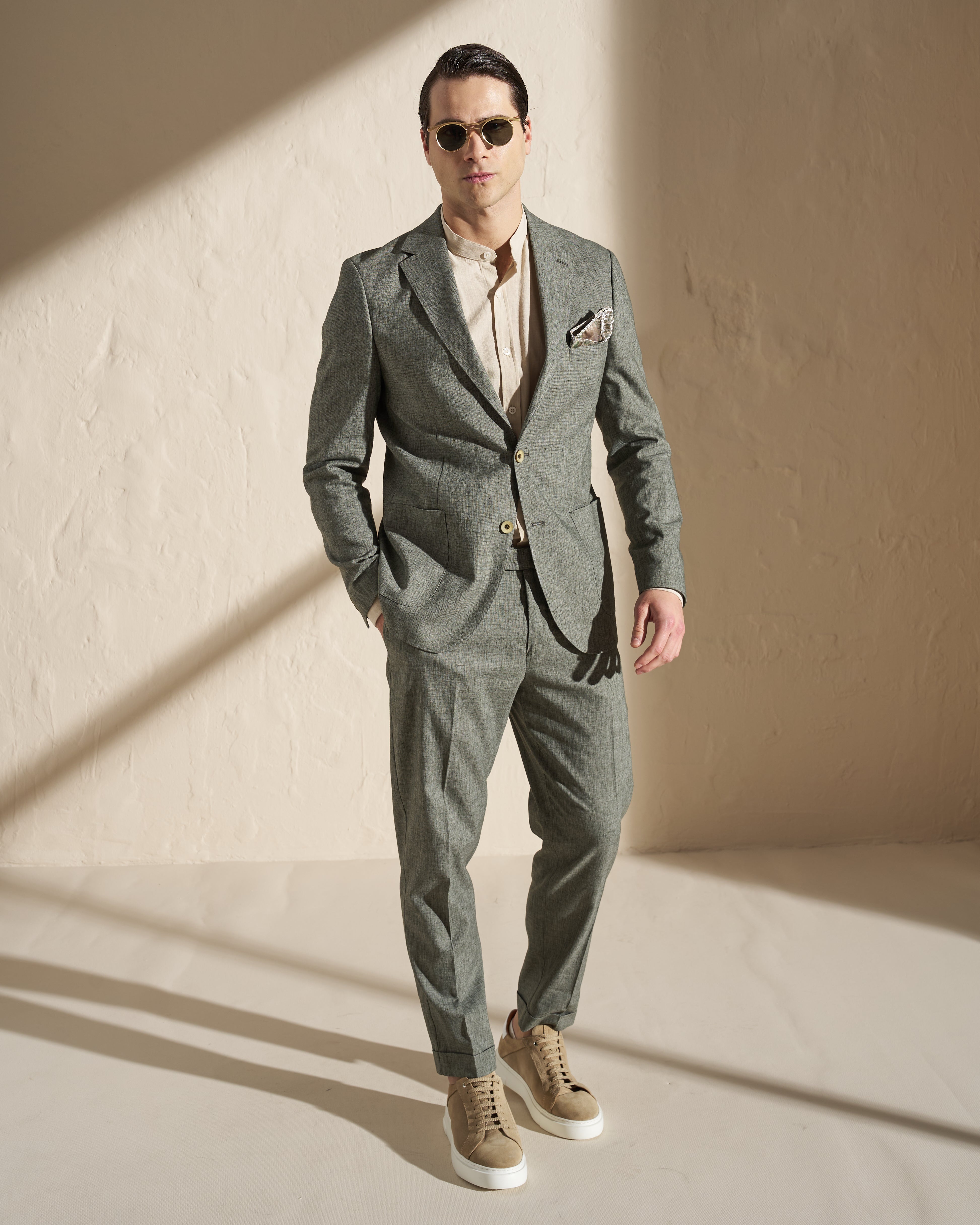 Tailored Cotton–Linen Trousers