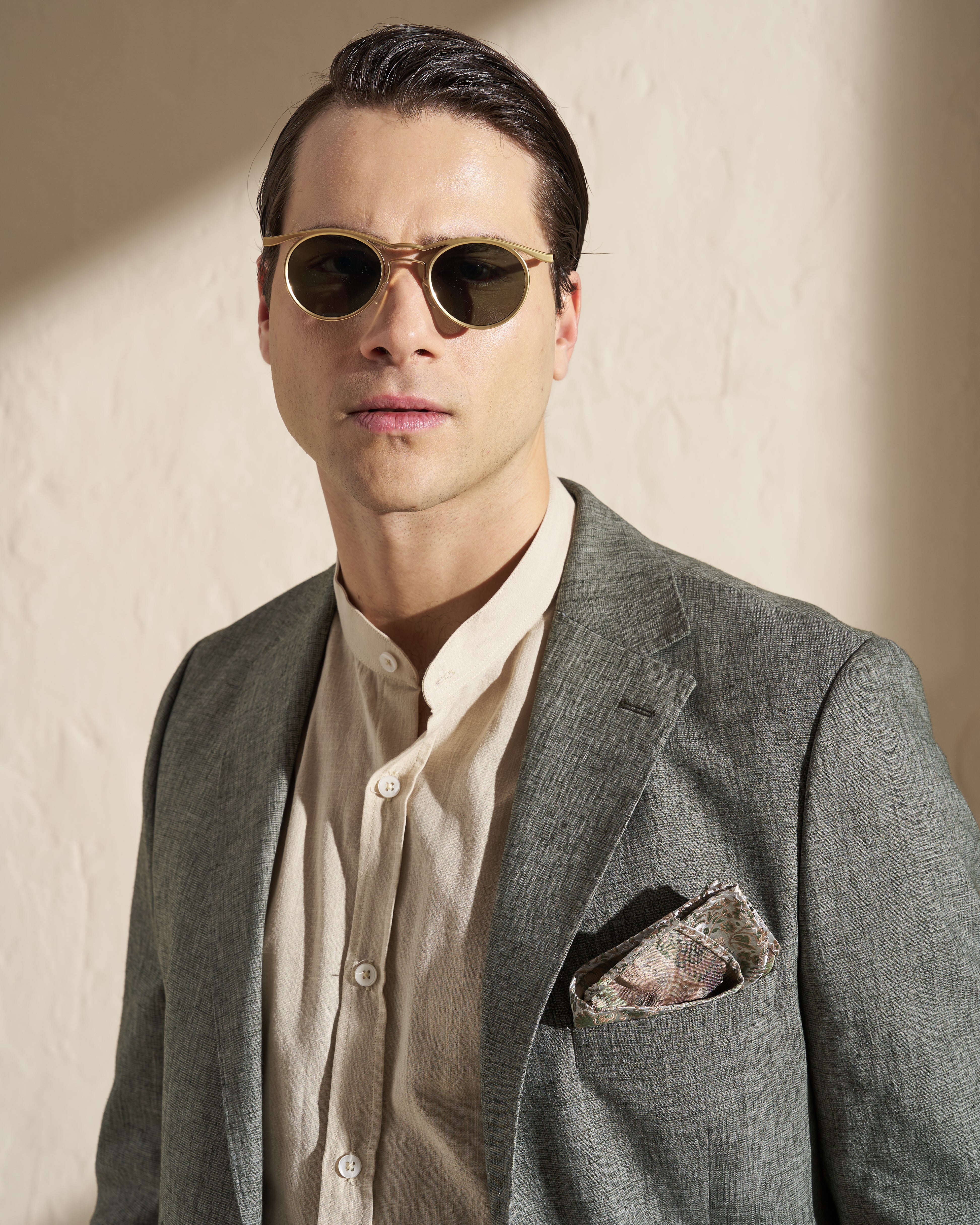 Men’s Cotton–Linen Two-Piece Suit – Sage Green