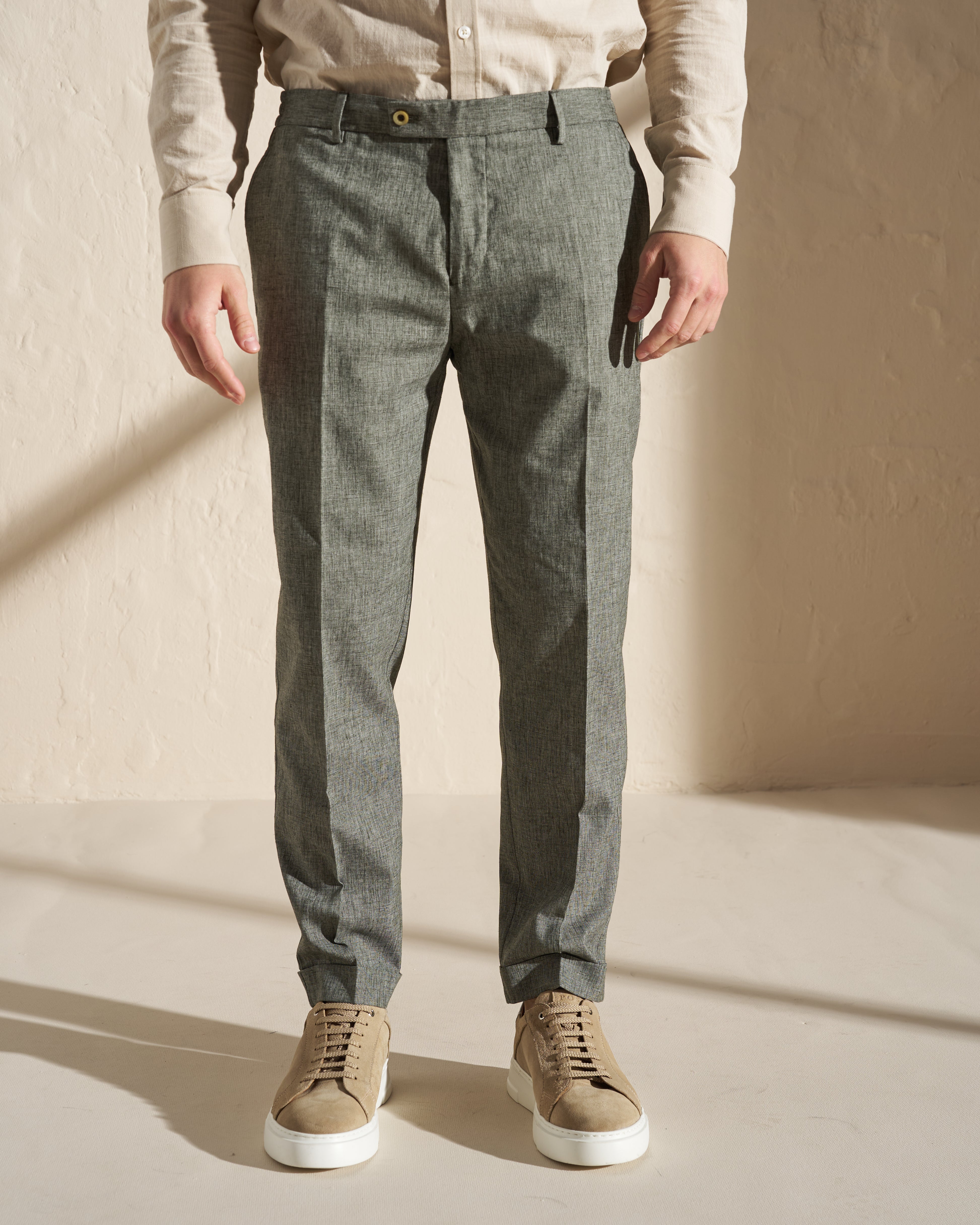 Tailored Cotton–Linen Trousers