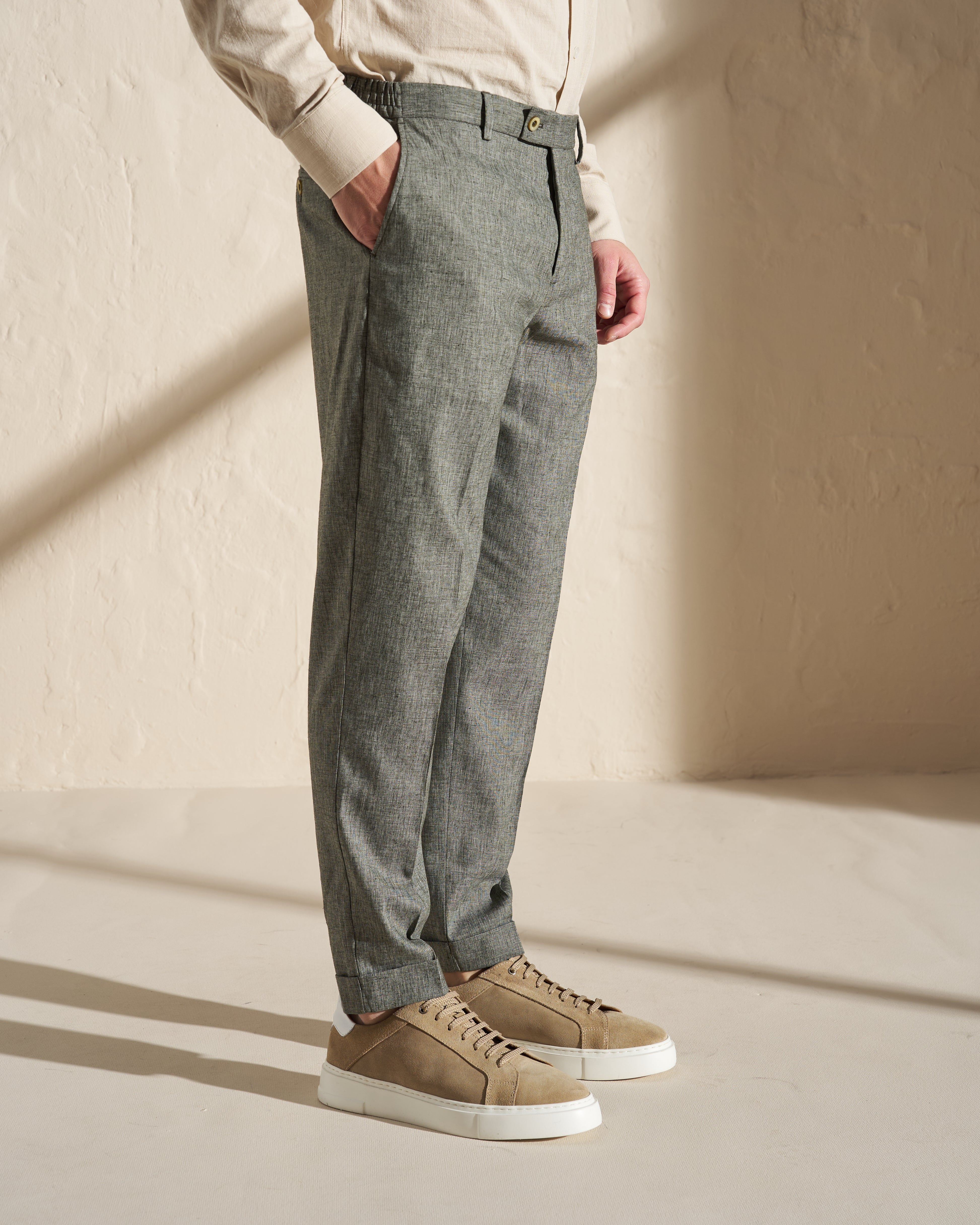 Tailored Cotton–Linen Trousers